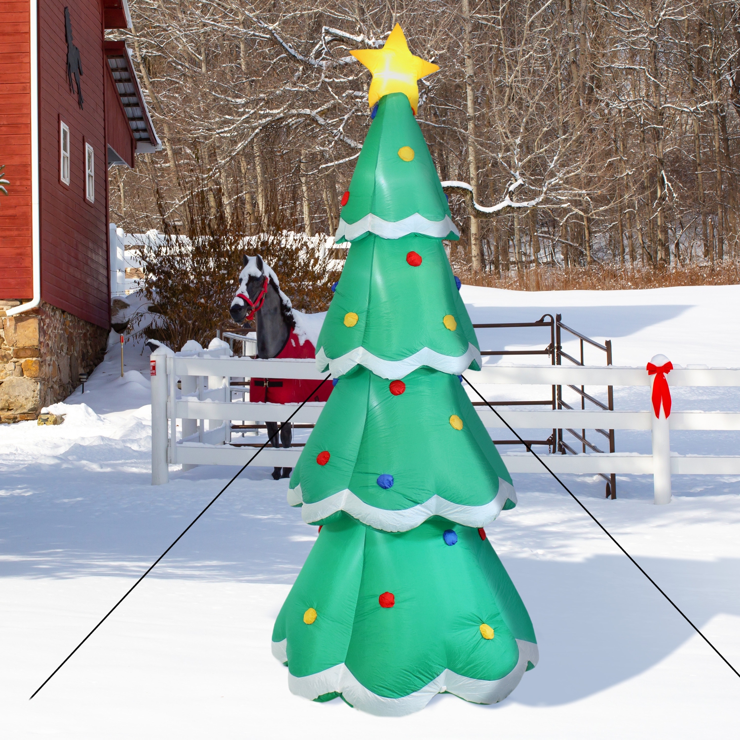 Sunnydaze Towering Green Christmas Tree Inflatable Yard Decoration - 9.5 ft