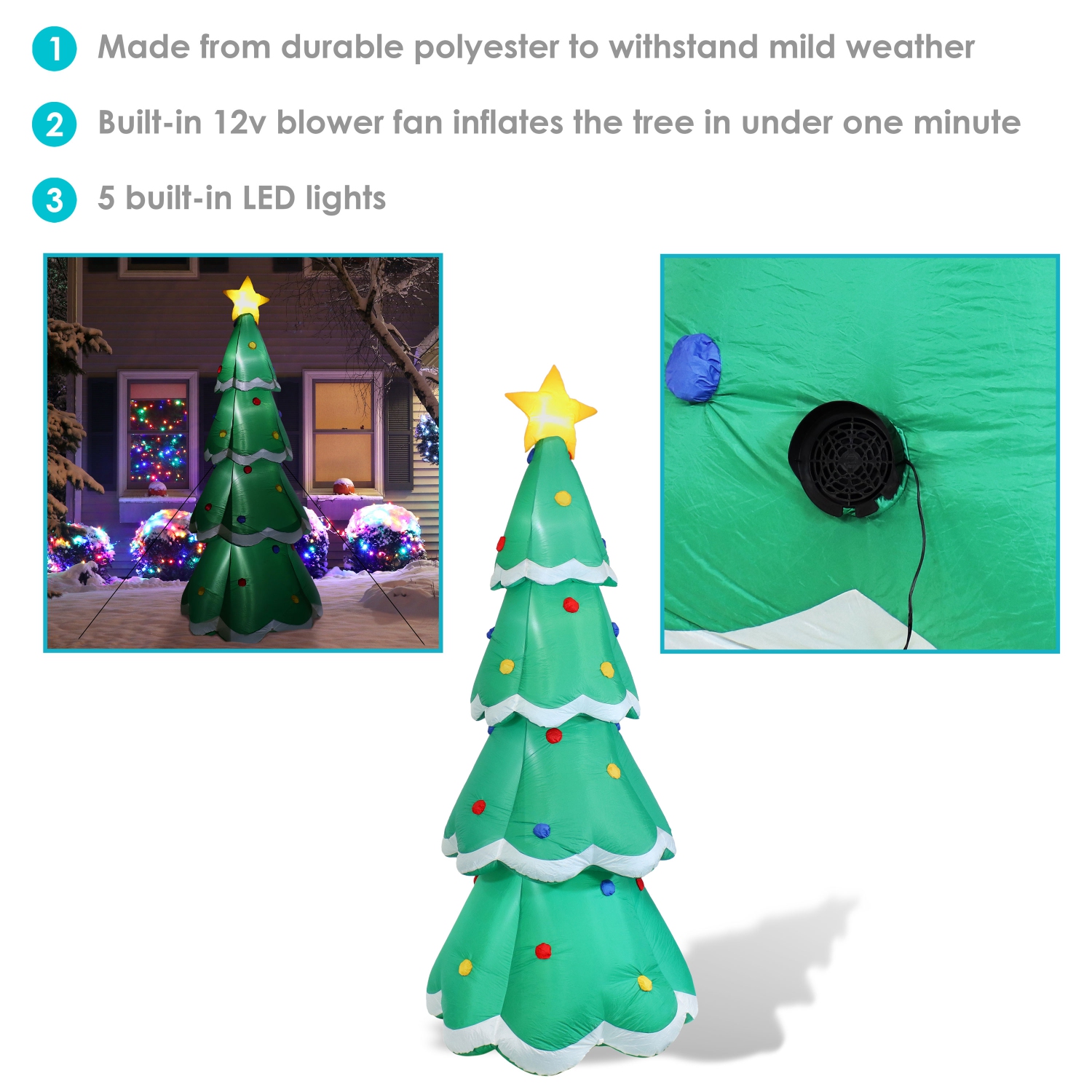 Sunnydaze Towering Green Christmas Tree Inflatable Yard Decoration - 9.5 ft
