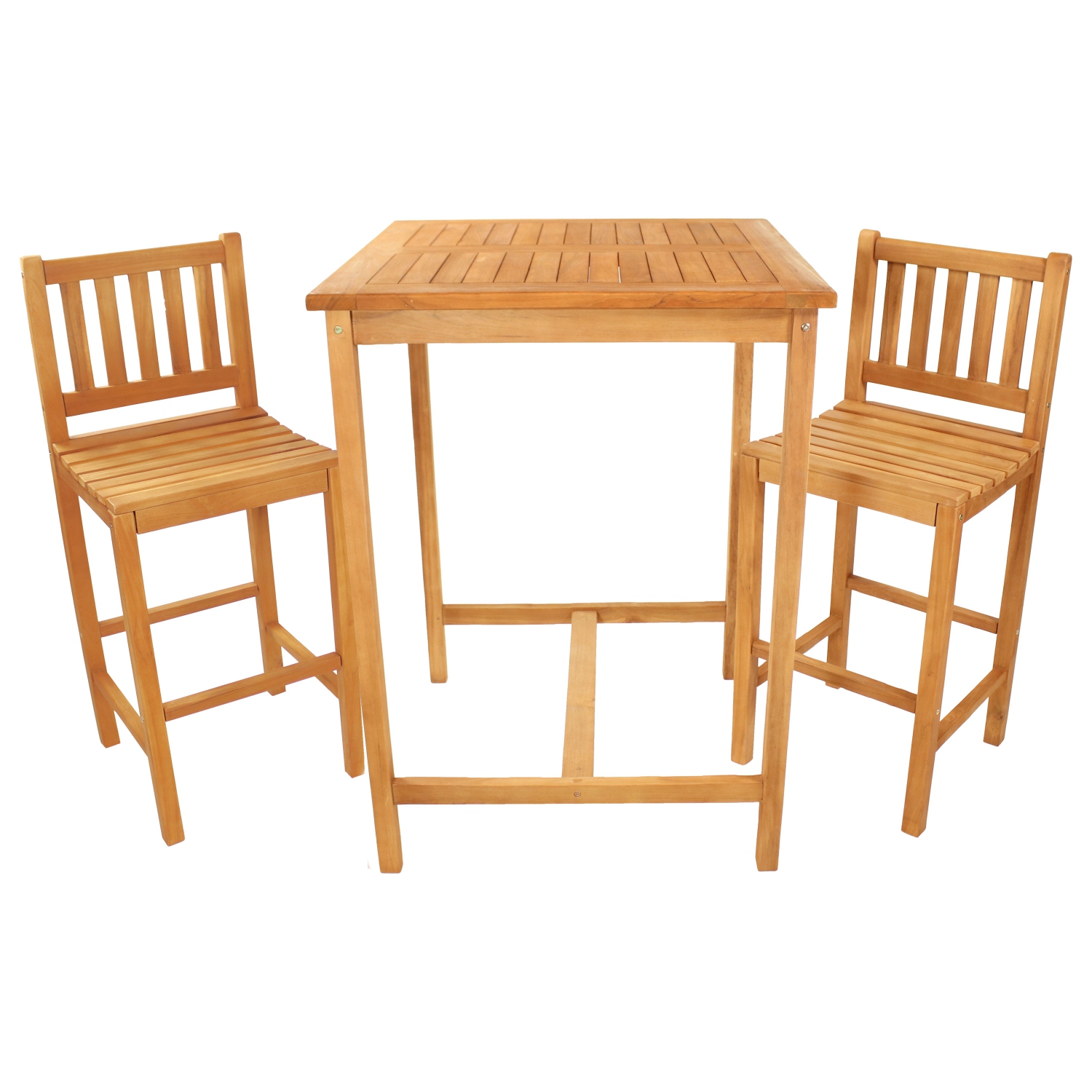 Sunnydaze 3-Piece Teak Outdoor Bar Set - Brown