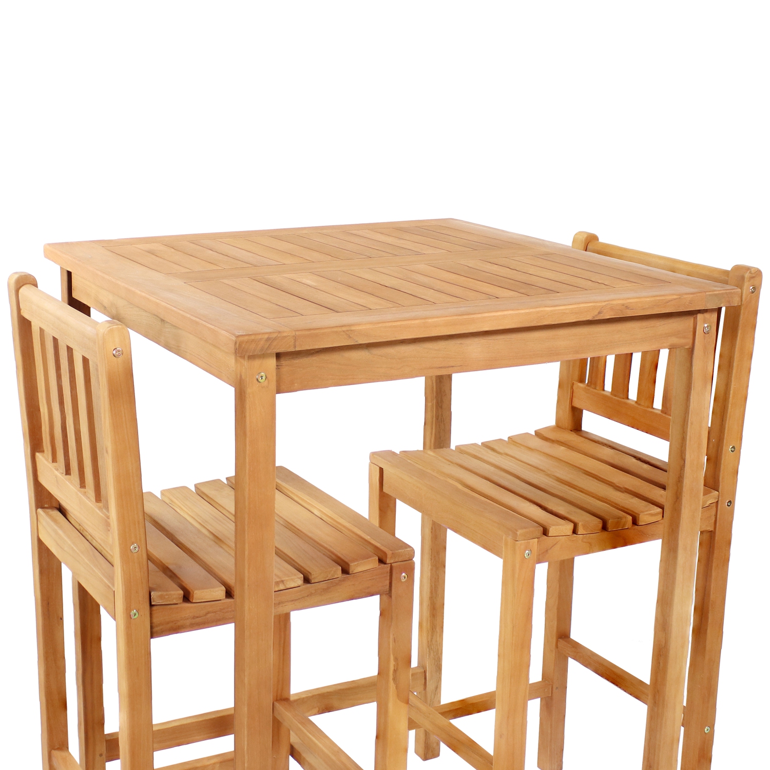 Sunnydaze 3-Piece Teak Outdoor Bar Set - Brown