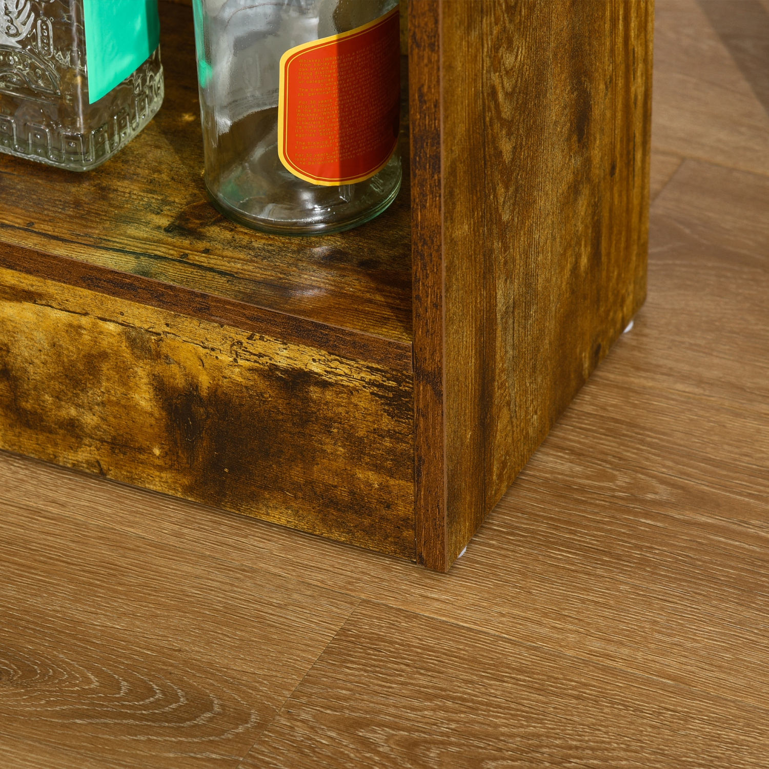 HOMCOM Bar Table Set for 2, Industrial Dining Table Set, 3 Piece Counter Height Pub Table and Stools Set with Storage Shelves, Rustic Brown