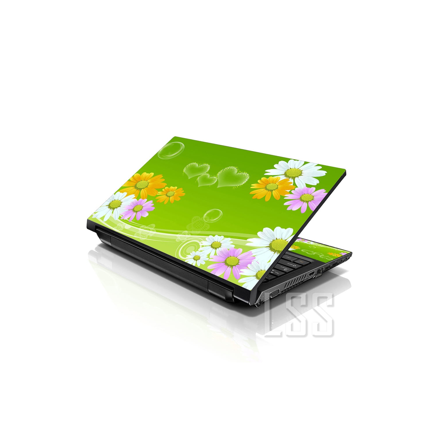 LSS 17 17.3 Inches Laptop Notebook Skin Sticker with 2 Wrist Pads - Reusable Cover Protector Vinyl Sticker Cover Decal Fits 17" - 19" - Sunflowers