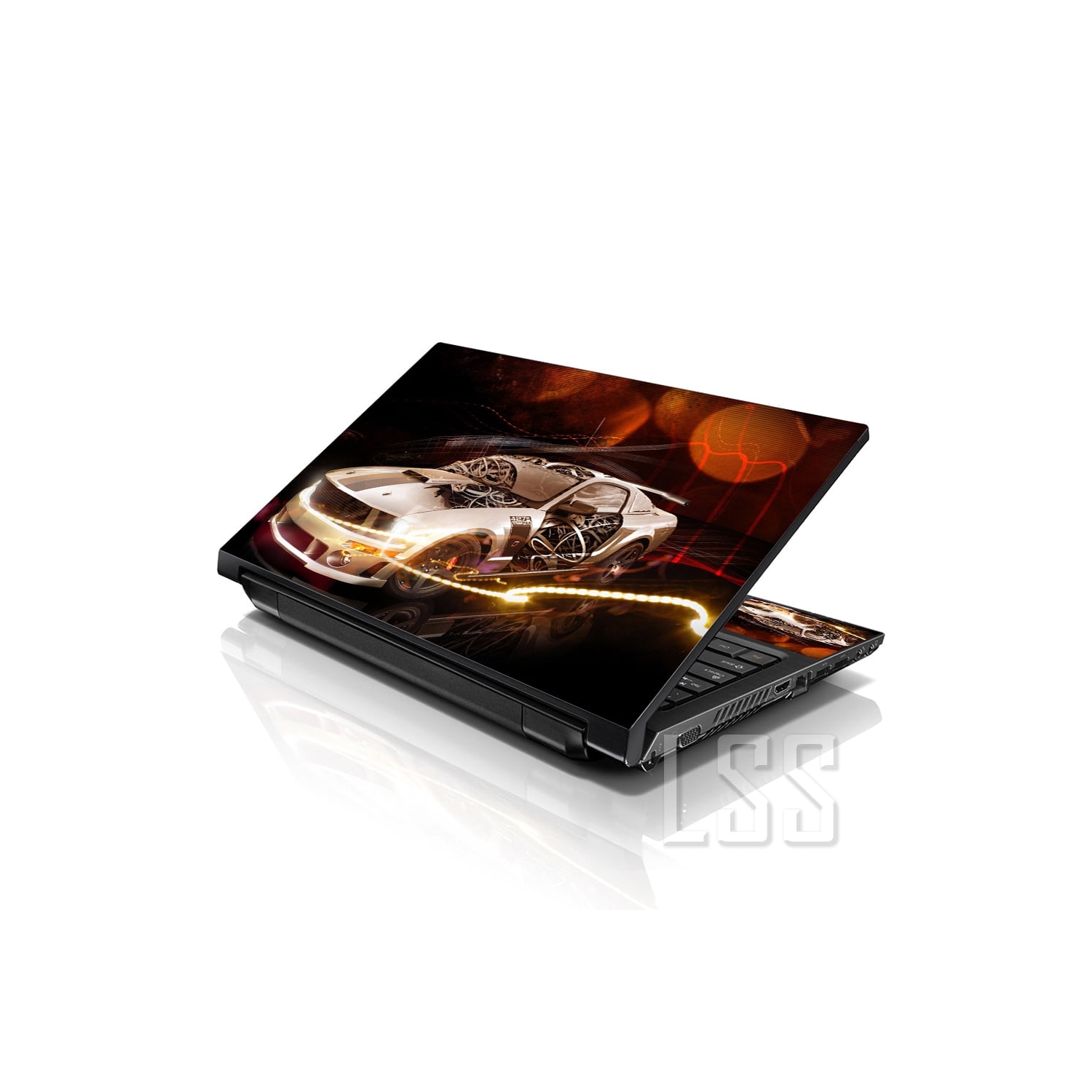 LSS 17 17.3 Inches Laptop Notebook Skin Sticker with 2 Wrist Pads - Reusable Cover Protector Vinyl Sticker Cover Decal Fits 17" - 19" - Ford Mustang