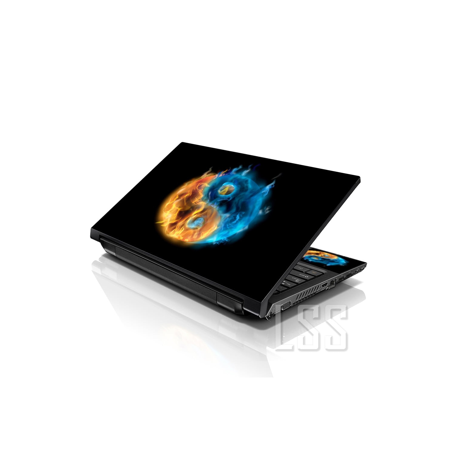 LSS 15 15.6 Inches Laptop Notebook Skin Sticker with 2 Wrist Pads - Reusable Cover Protector Vinyl Sticker Cover Decal Fits 13" - 16" - Ying Yang