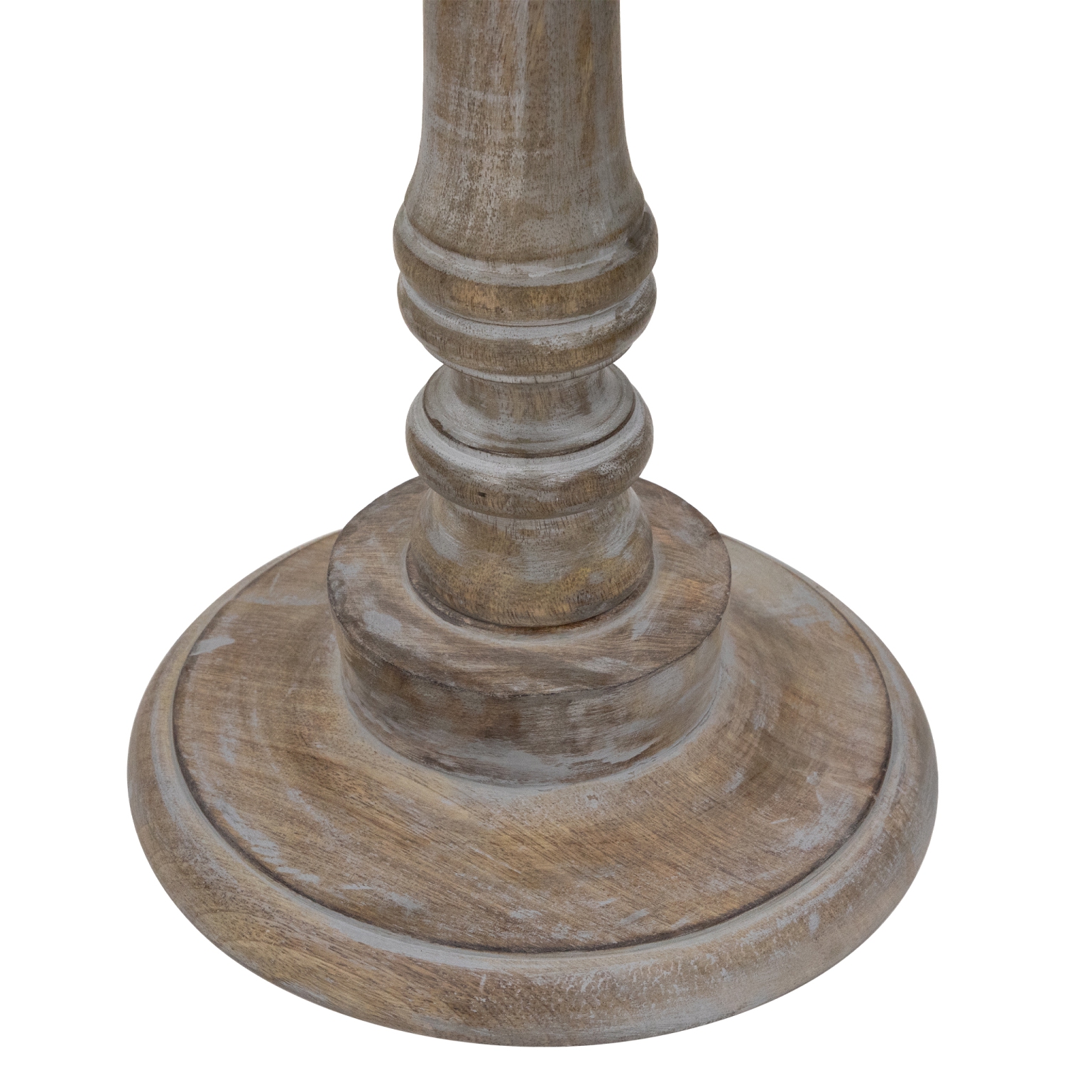 Table d'appoint ronde sur pied à motif floral gris antique sculpté de 21 po