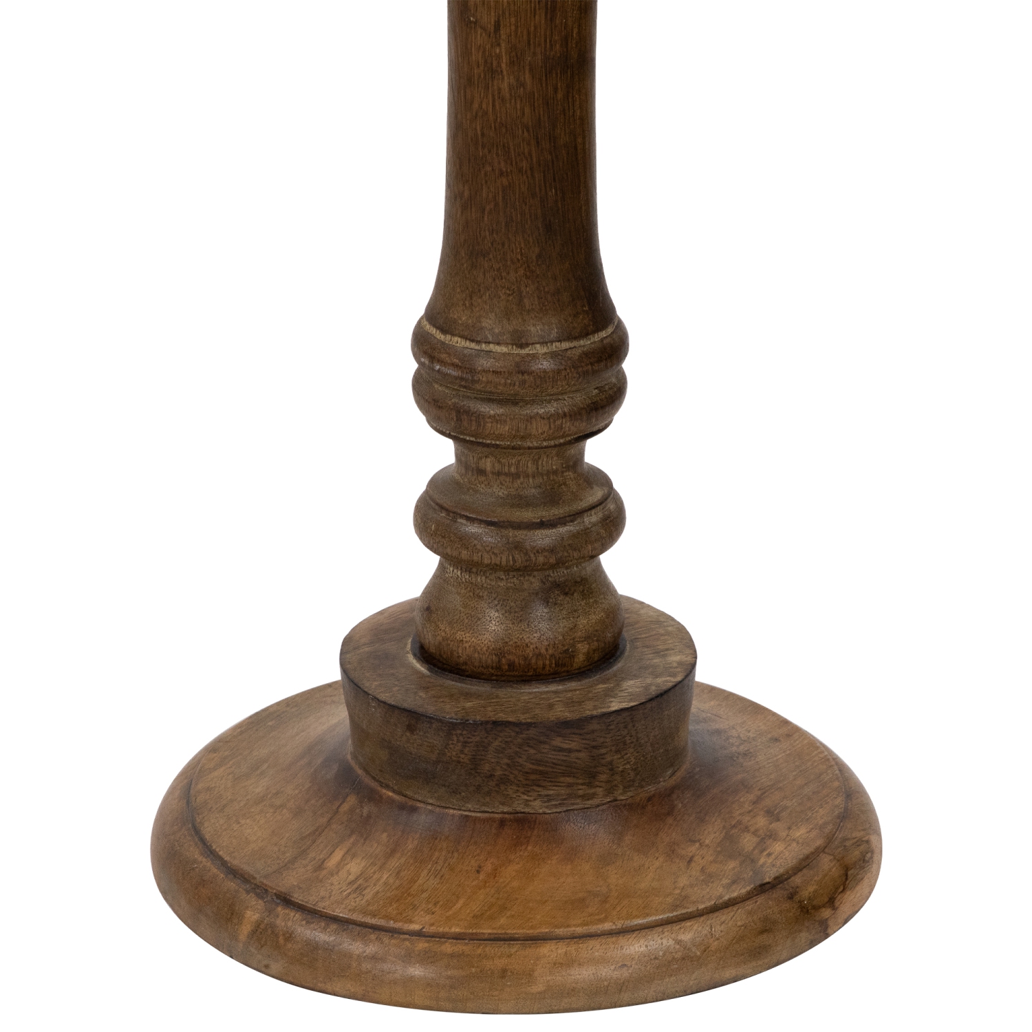 21" Wooden Brushed White Engraved Paisley Octagonal Pedestal Side Table