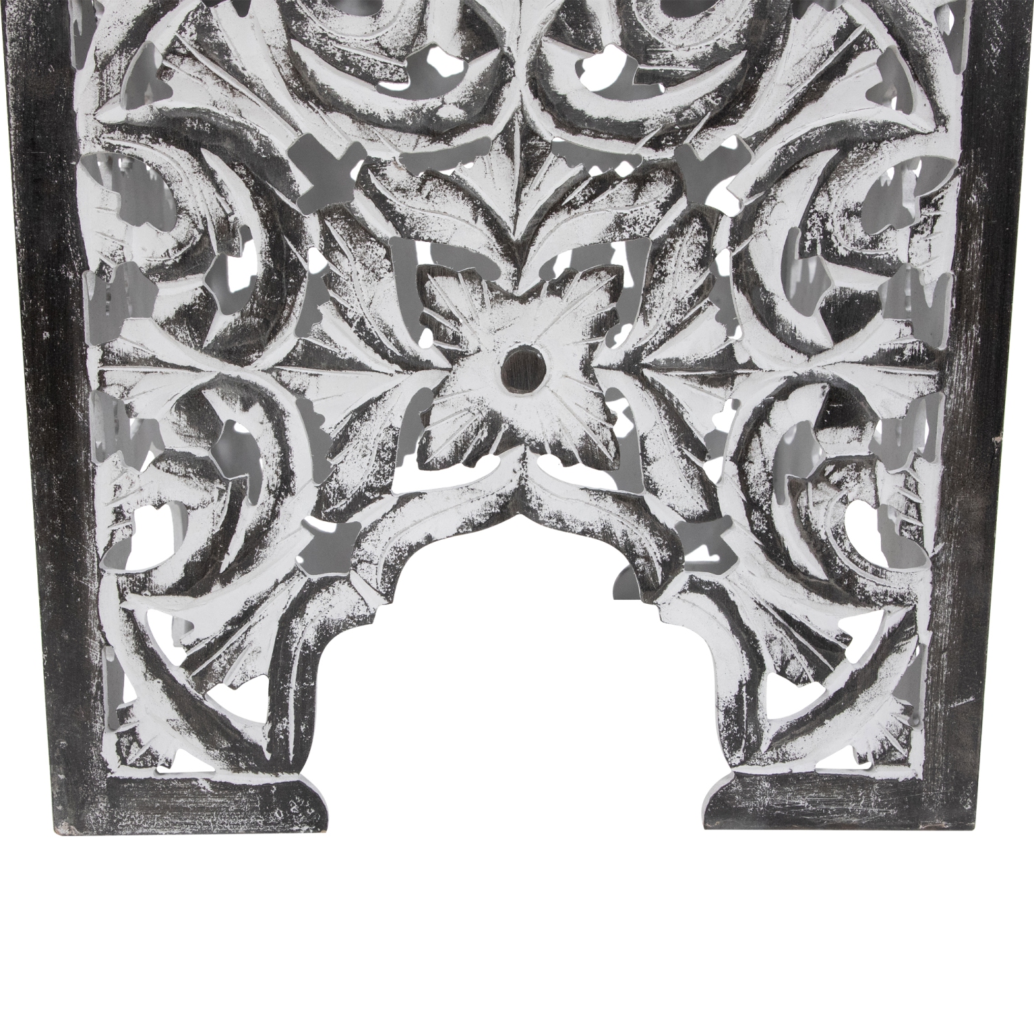 Set of 2 Antique Gray and Black Square Stackable Nesting Side Table and Stool 16"