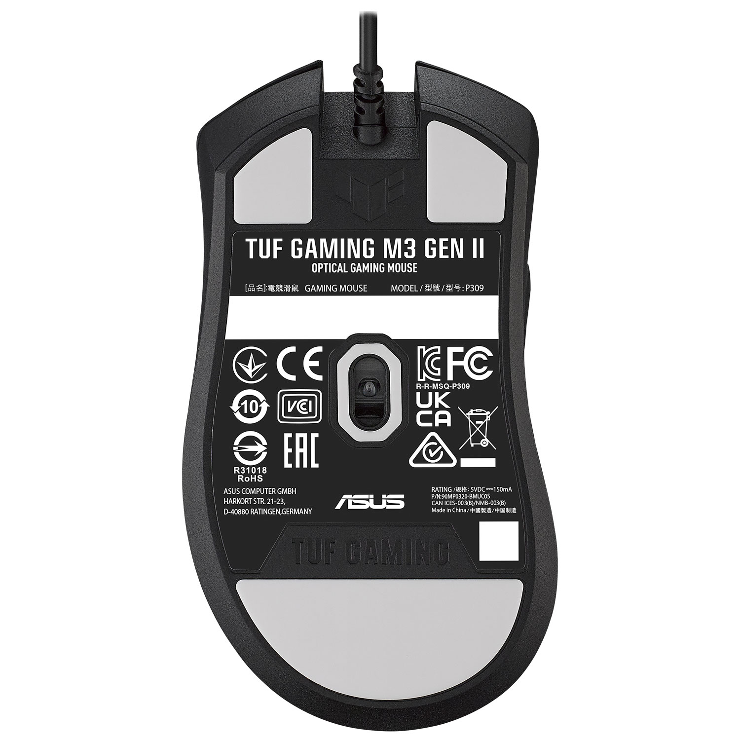 Souris de jeu avec fil de 8000 ppp TUF M3 Gen II d'ASUS - Noir