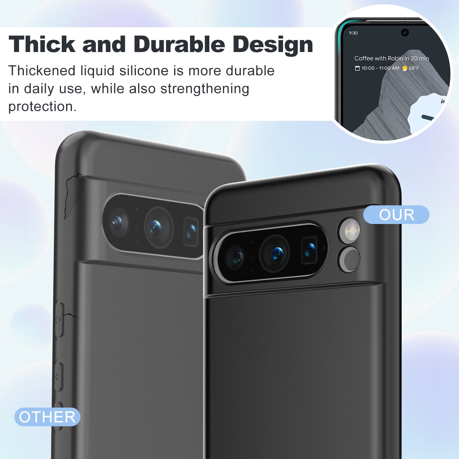 [CSmart] Étui mince en TPUR à dos souple pour Google Pixel 8 Pro 2023, noir