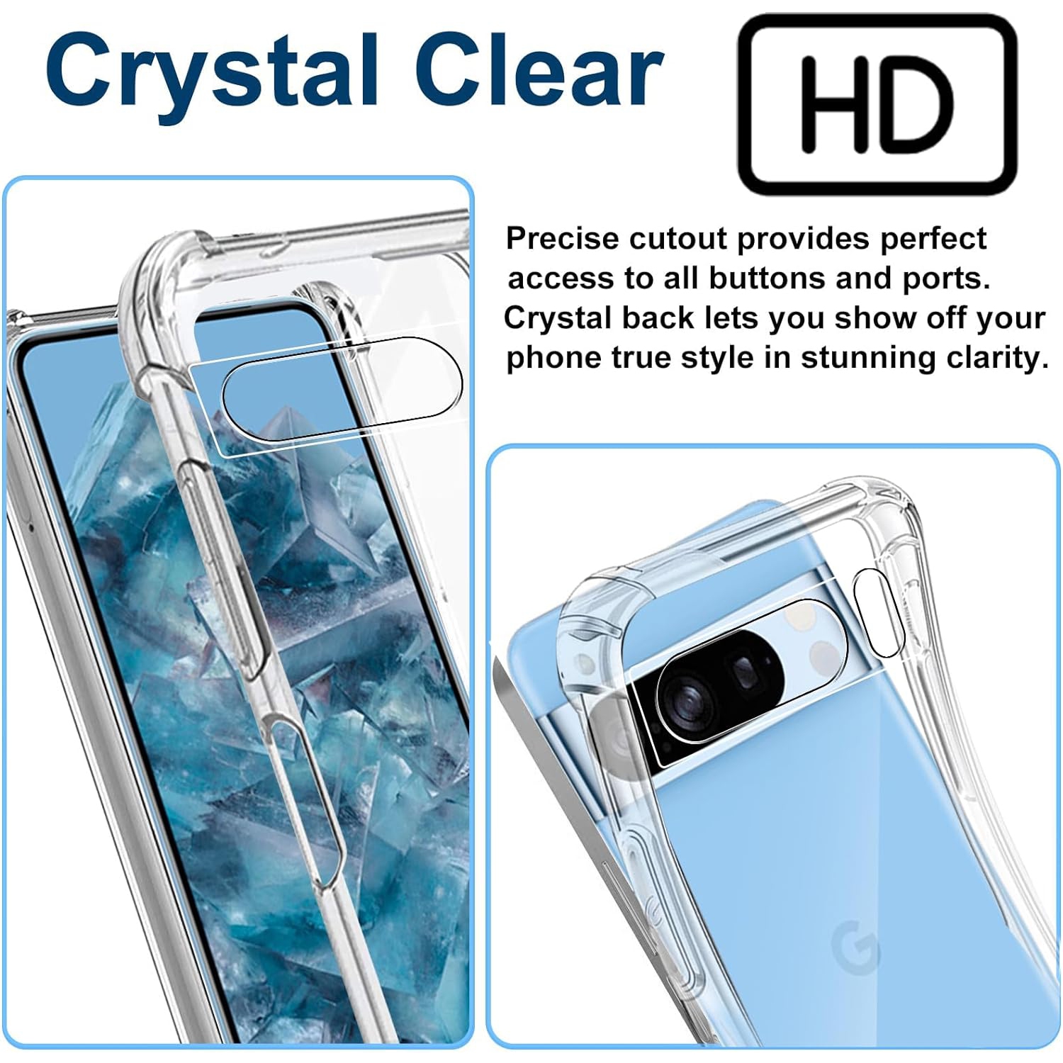 [CSmart] Étui mince en TPUR à dos souple pour Google Pixel 8 Pro 2023, transparent