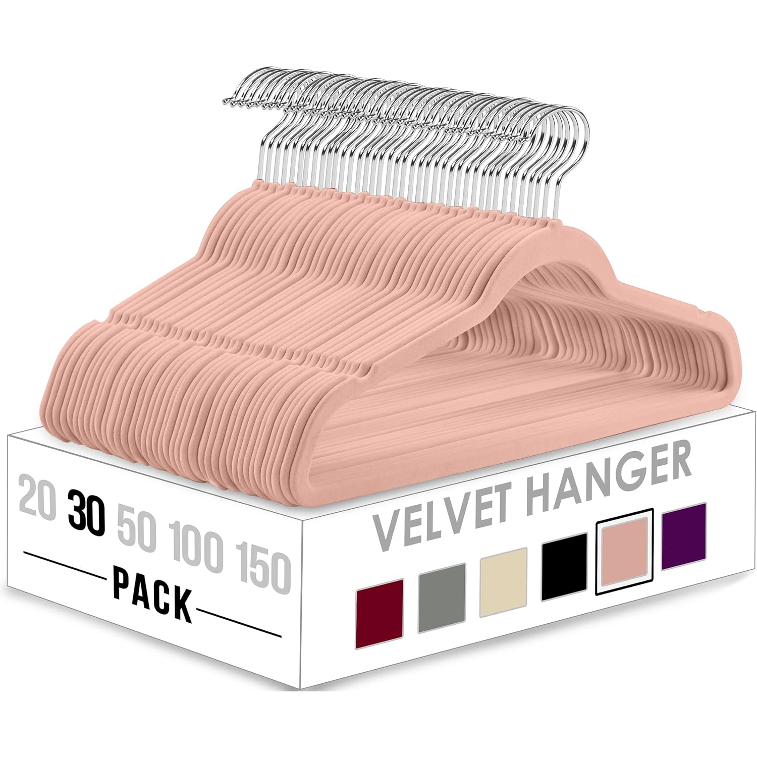 Utopia Home Premium Velvet Hangers 30 Pack - Non-Slip Clothes Pink Suit with 360 Degree Rotatable Hook Heavy Duty Coat