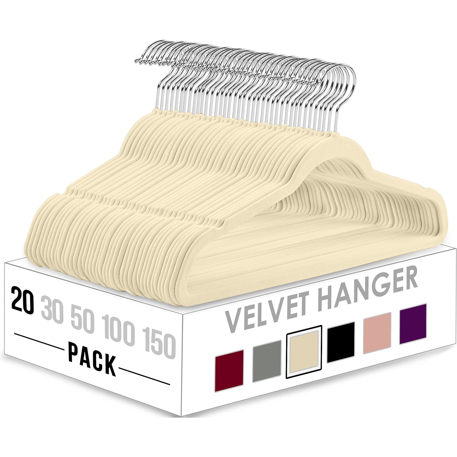 Utopia Home Premium Velvet Hangers 20 Pack - Non-Slip Clothes Ivory Suit with 360 Degree Rotatable Hook Heavy Duty Coat