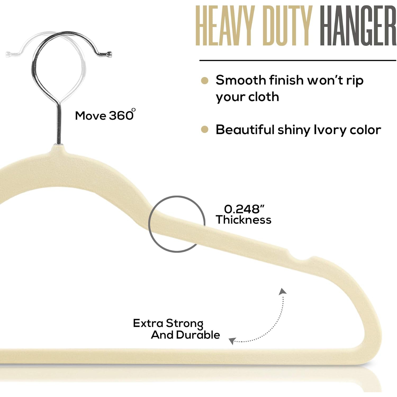 Utopia Home Premium Velvet Hangers 20 Pack - Non-Slip Clothes Ivory Suit with 360 Degree Rotatable Hook Heavy Duty Coat