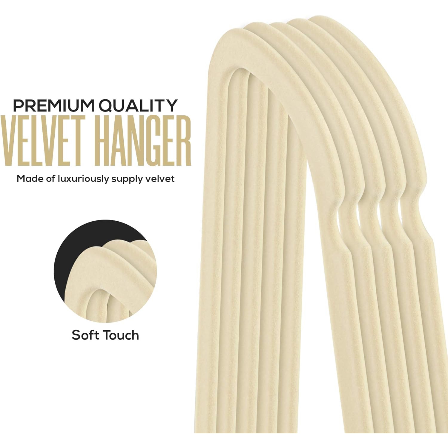 Utopia Home Premium Velvet Hangers 20 Pack - Non-Slip Clothes Ivory Suit with 360 Degree Rotatable Hook Heavy Duty Coat