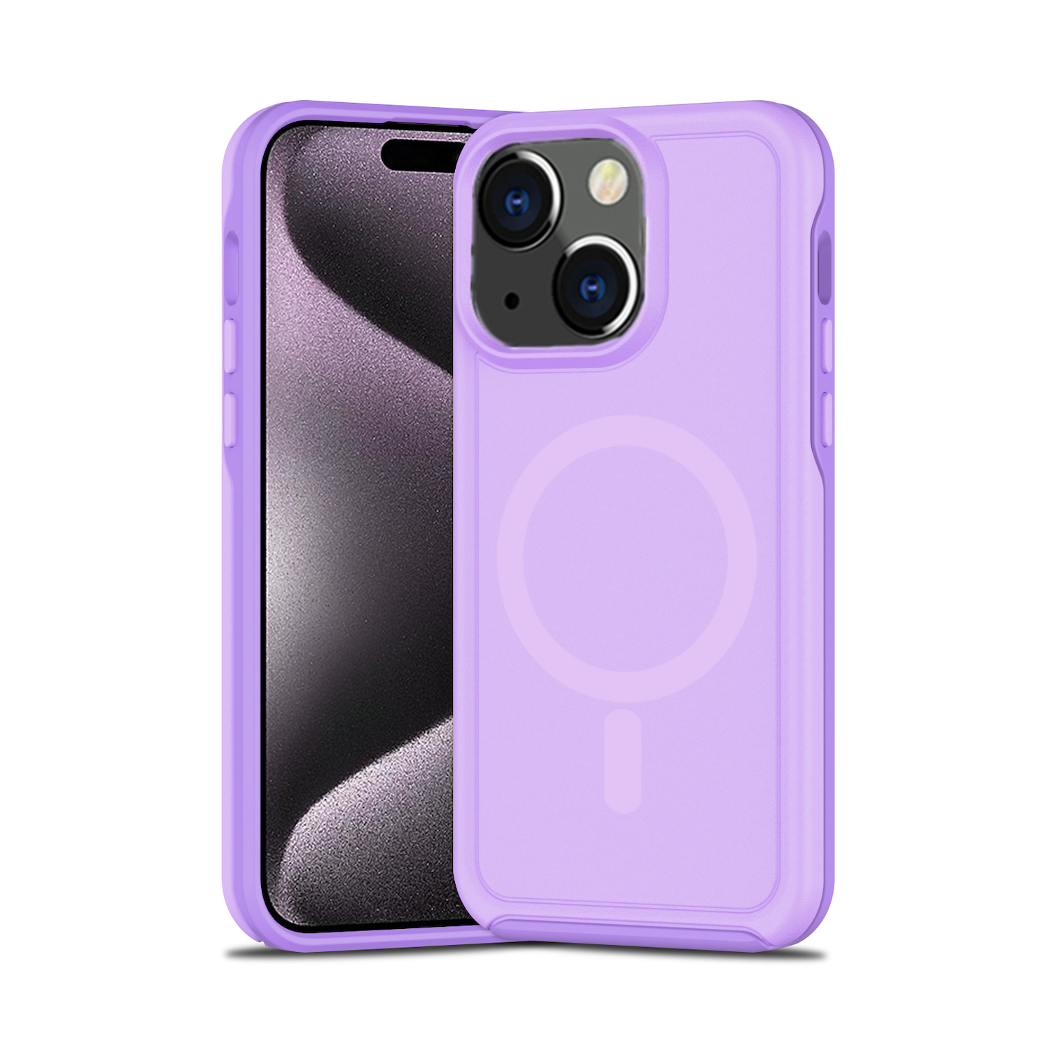 [CSmart] couvercle arrière magnétique sans fil à deux couches pour étui de chargement MagSafe pour iPhone 15 plus