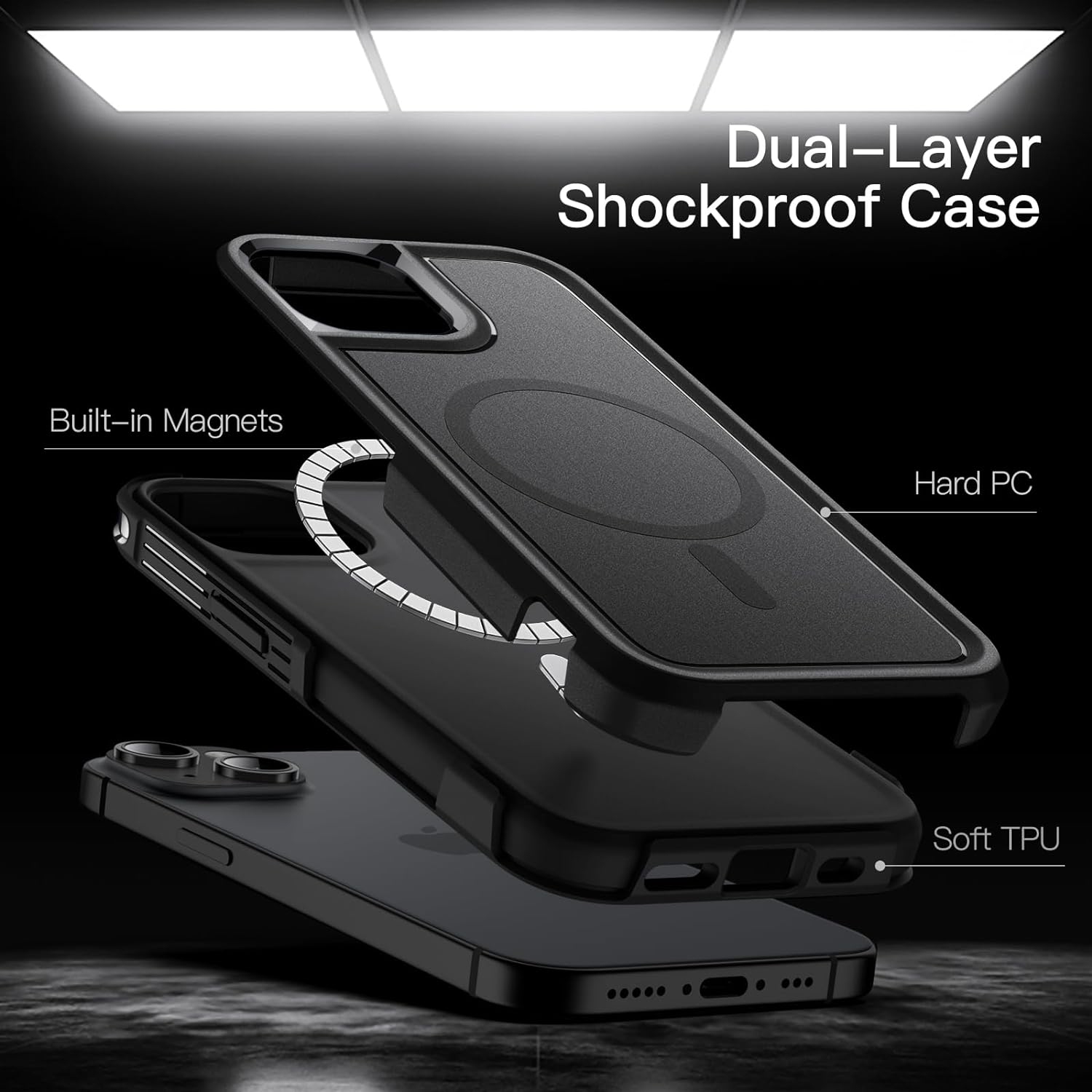 【CSmart】 Dual Layers Magnetic Wireless Charging MagSafe Case Back Cover for iPhone 15 Plus