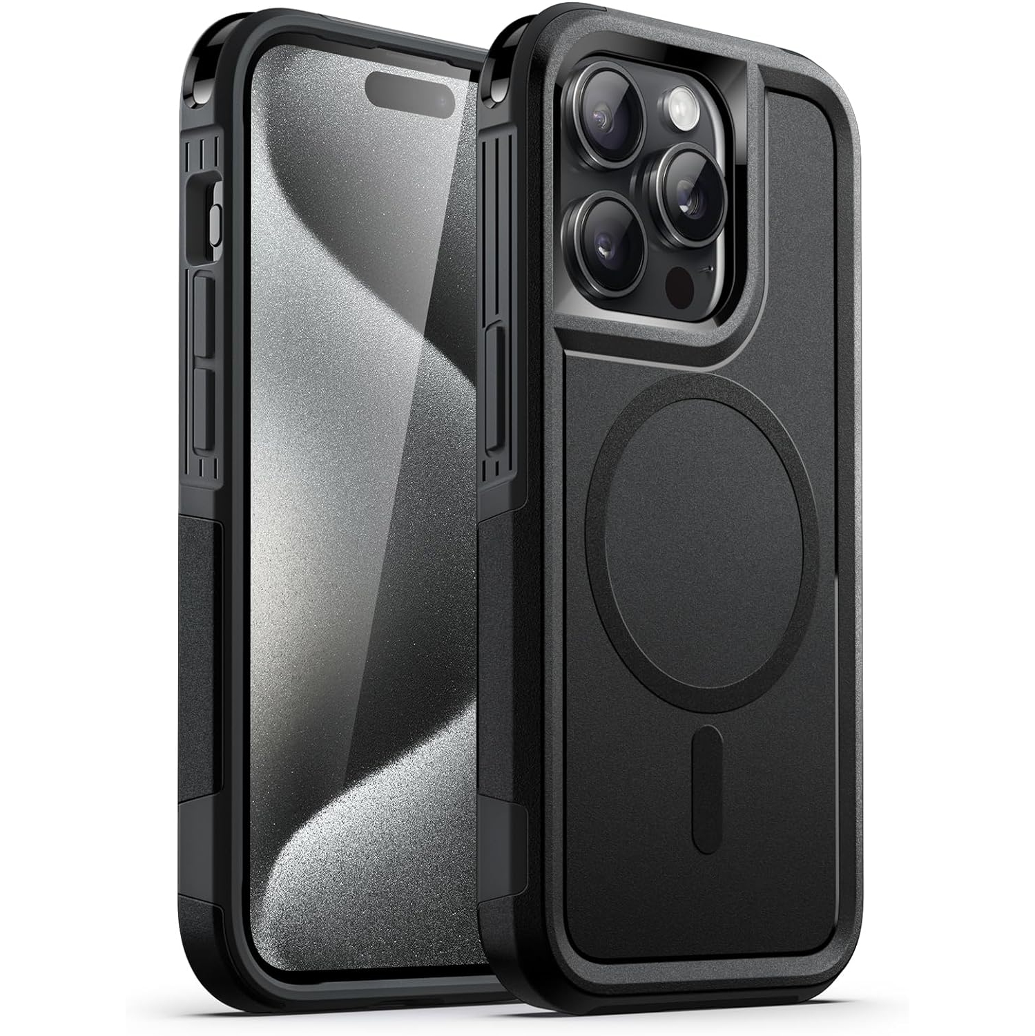 [CSmart] couvercle arrière magnétique sans fil à deux couches pour étui de chargement MagSafe pour iPhone 15 Pro Max