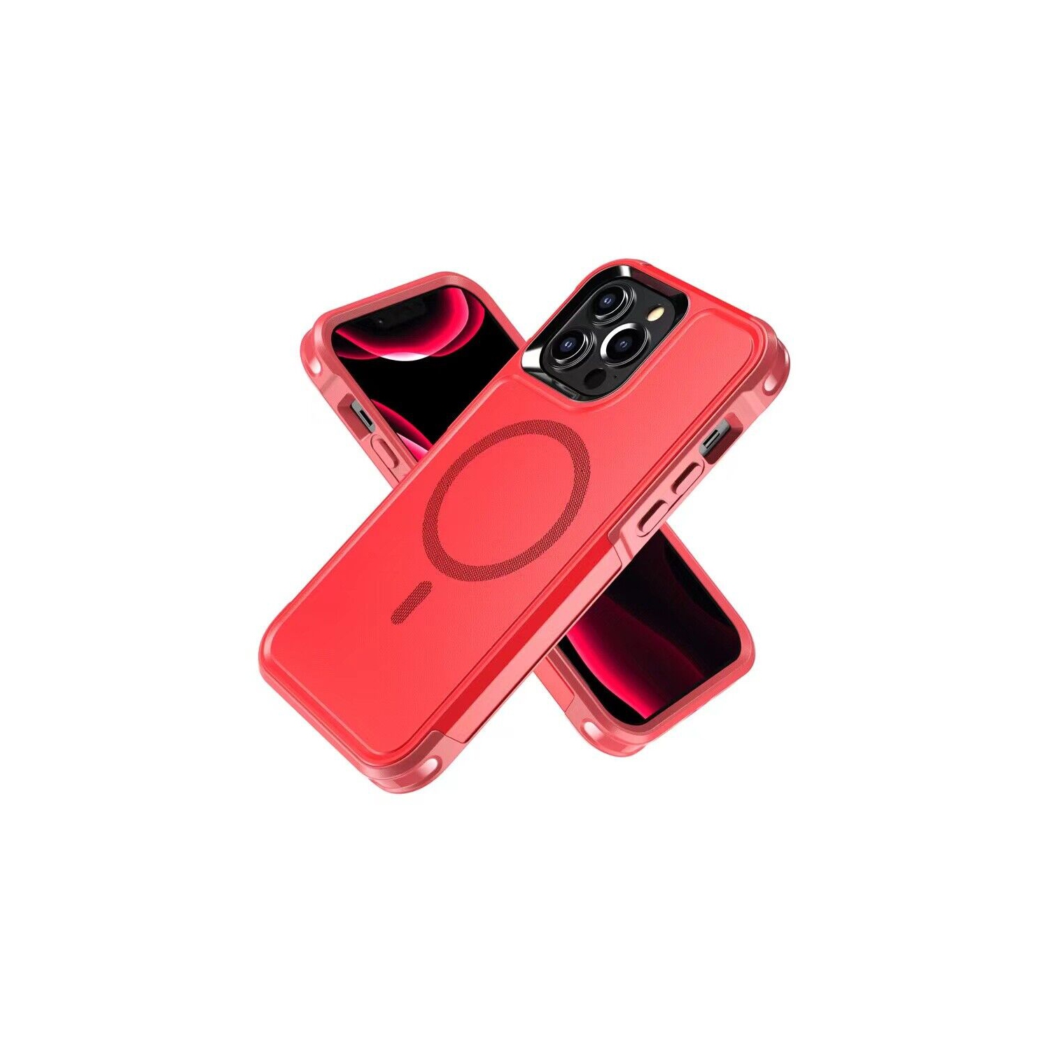 [CSmart] couvercle arrière magnétique sans fil à deux couches pour étui de chargement MagSafe pour iPhone 15 Pro Max