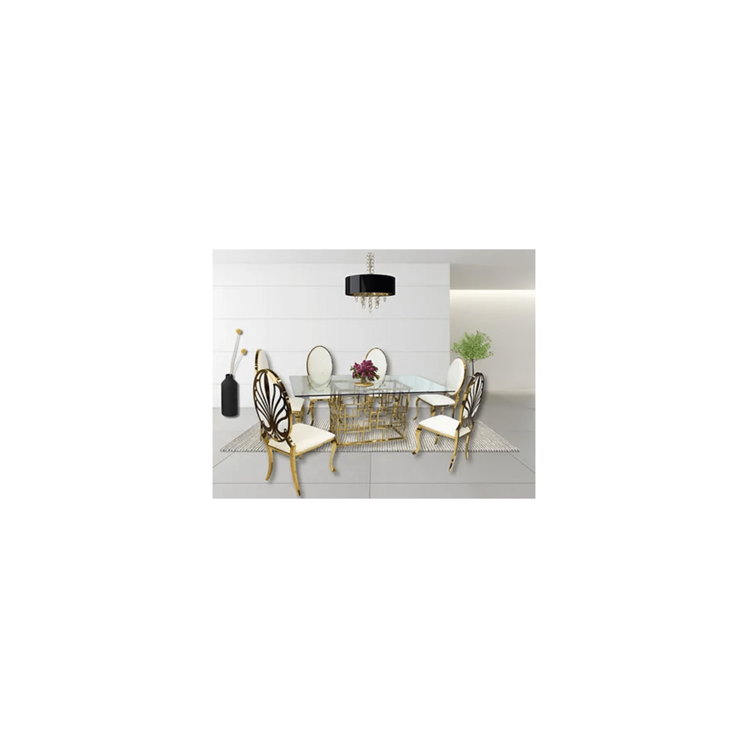 Zenith Gold with Ice White Dining Set