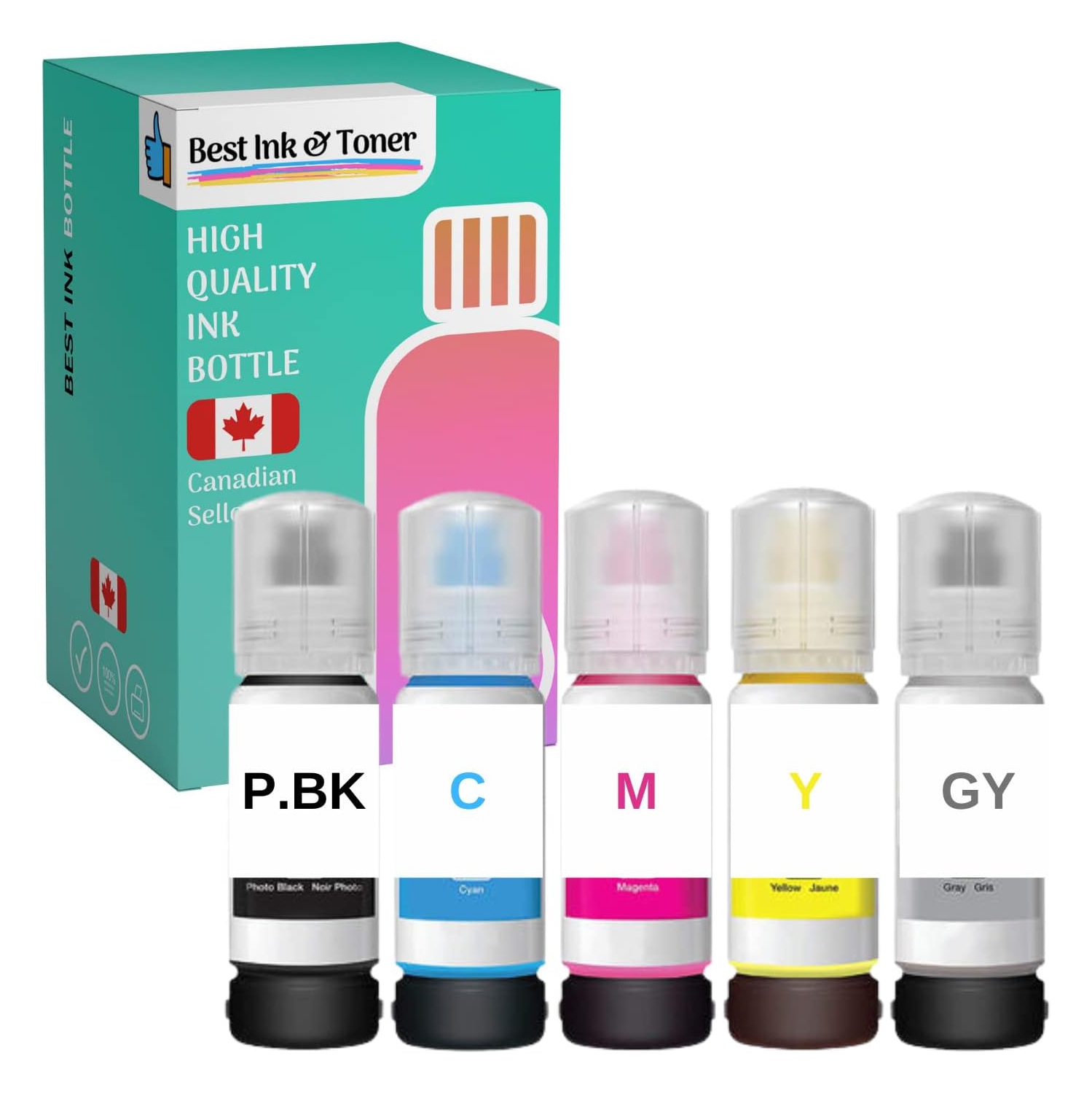 Paquet de 5 bouteilles d'encre de rechange compatibles de Bestink pour 552 T552 pour photo ET-8500 Photo ET-8550