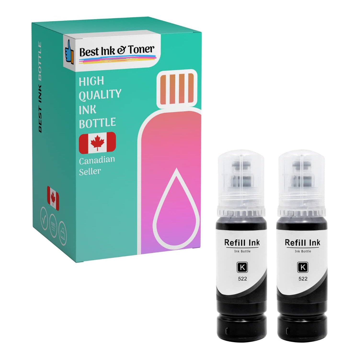 Bestink Compatible Ink Bottle Replacements for 522 T522 for use in EcoTank ET-2720 EcoTank ET-4700