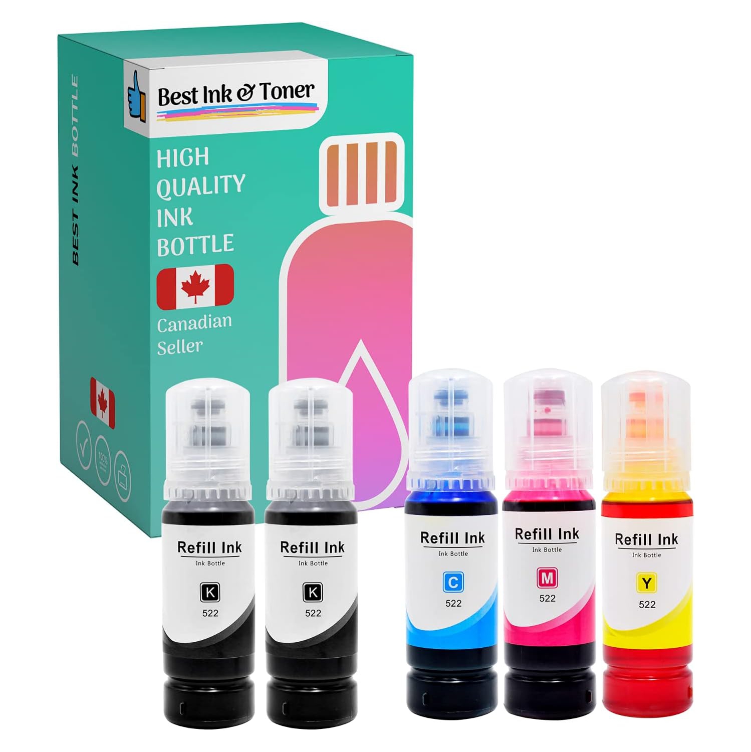 Paquet de 5 cartouches d'encre compatibles de Bestink pour 522 T522 pour INET-2720, et-2800, et-2803, et-4700, et-4800