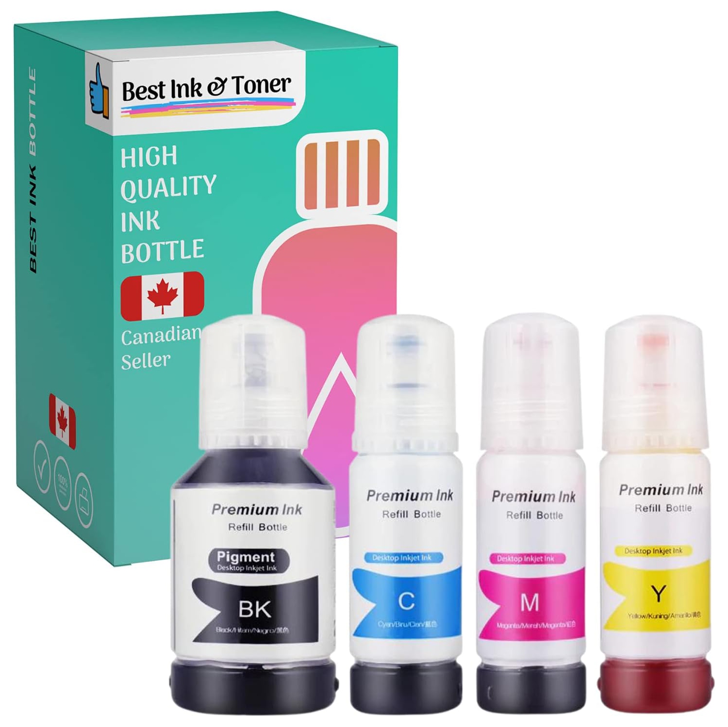 Bestink Ink Bottles Replacements for T502 Compatible Ink Bottle Combo BK/C/M/Y -for use in ET-2700 ET-2750 ET-3700, ET-3750 ET-4750