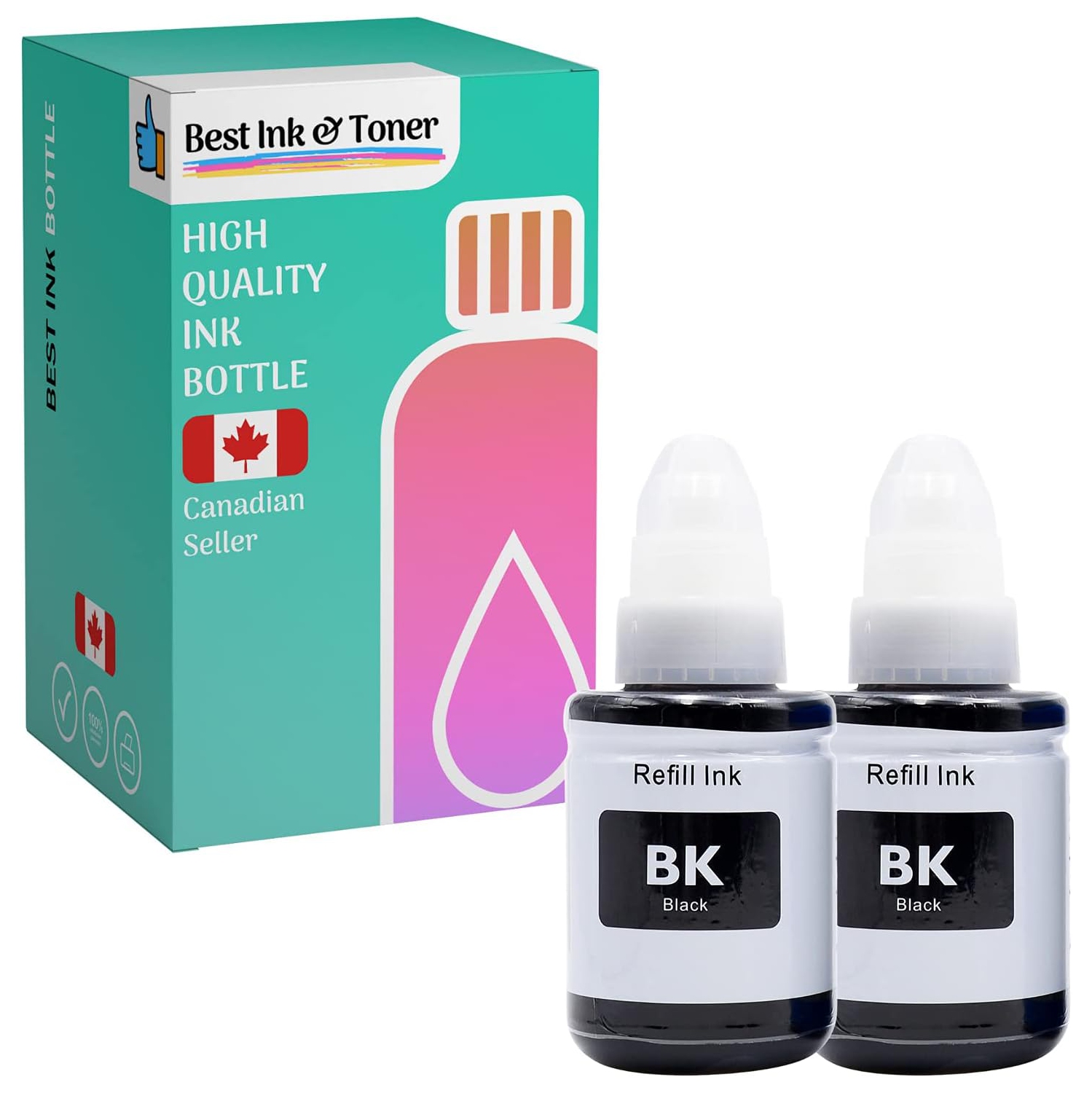 Bestink Replacements for T502 Compatible Ink Bottle 2 Pack Black-for use in ET-2700 ET-2750 ET-3700, ET-3750 ET-4750