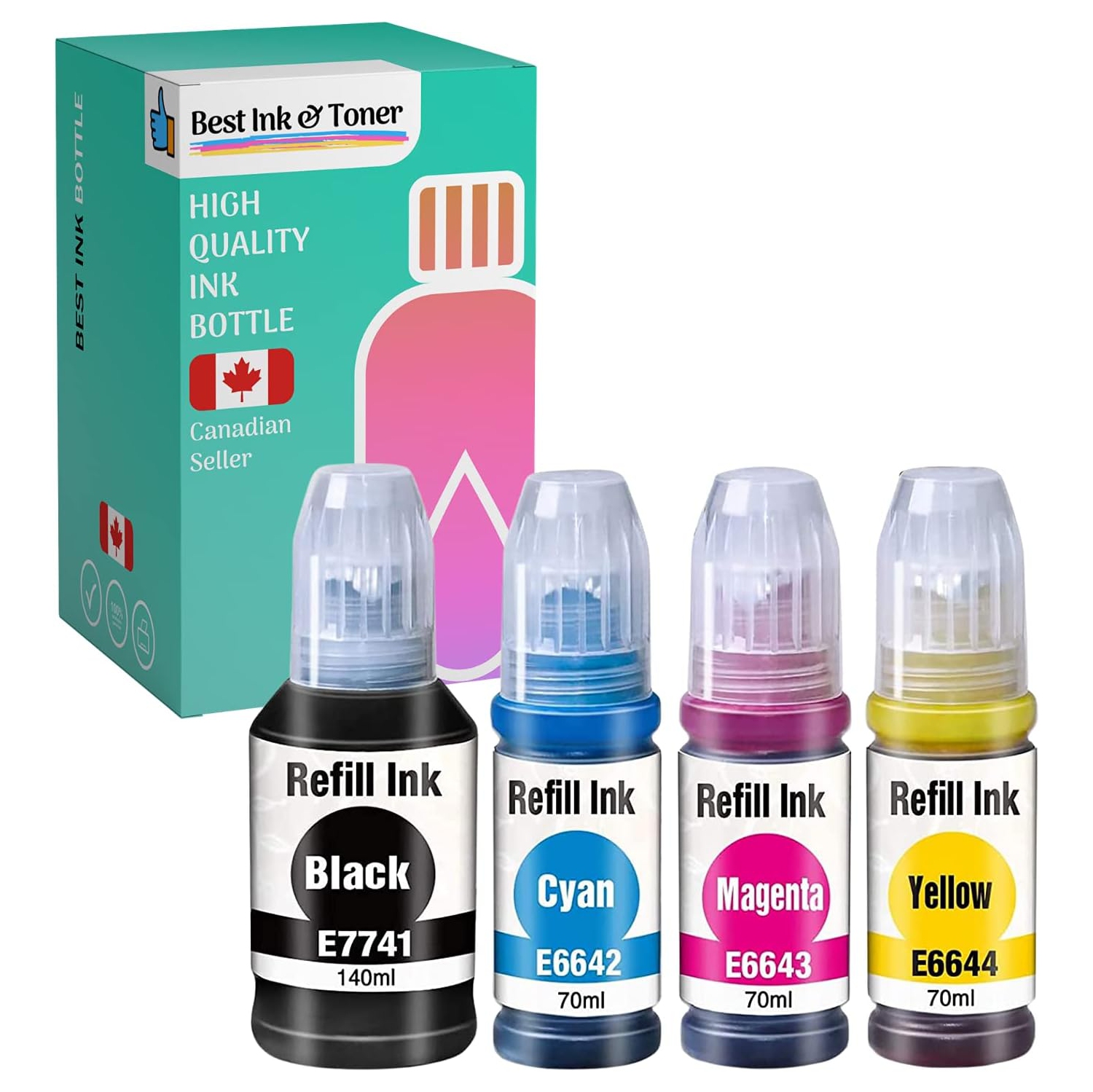 Bestink Compatible Ink Bottle Replacements for 774 & 664 (1 Black, 1 Cyan, 1 Magenta, 1 Yellow, 4-Pack) T774, T664 for use in Expression ET-3600, Workforce Series ET-16500,ET-4550