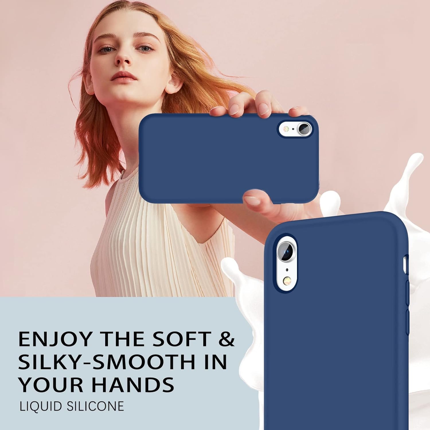 for iPhone XR Case, Liquid Silicone Slim Cover with Microfiber Cloth Lining Cushion Shockproof Full Body