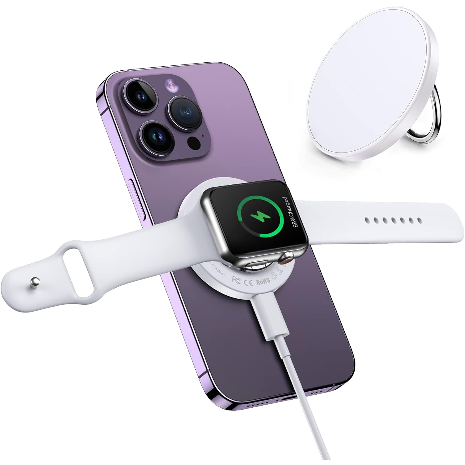 Magnetic Wireless Charger, Fast Mag-Safe Charger 3 in 1 Charging Station Compatible with iPhone 14/13/12 Series, iWatch