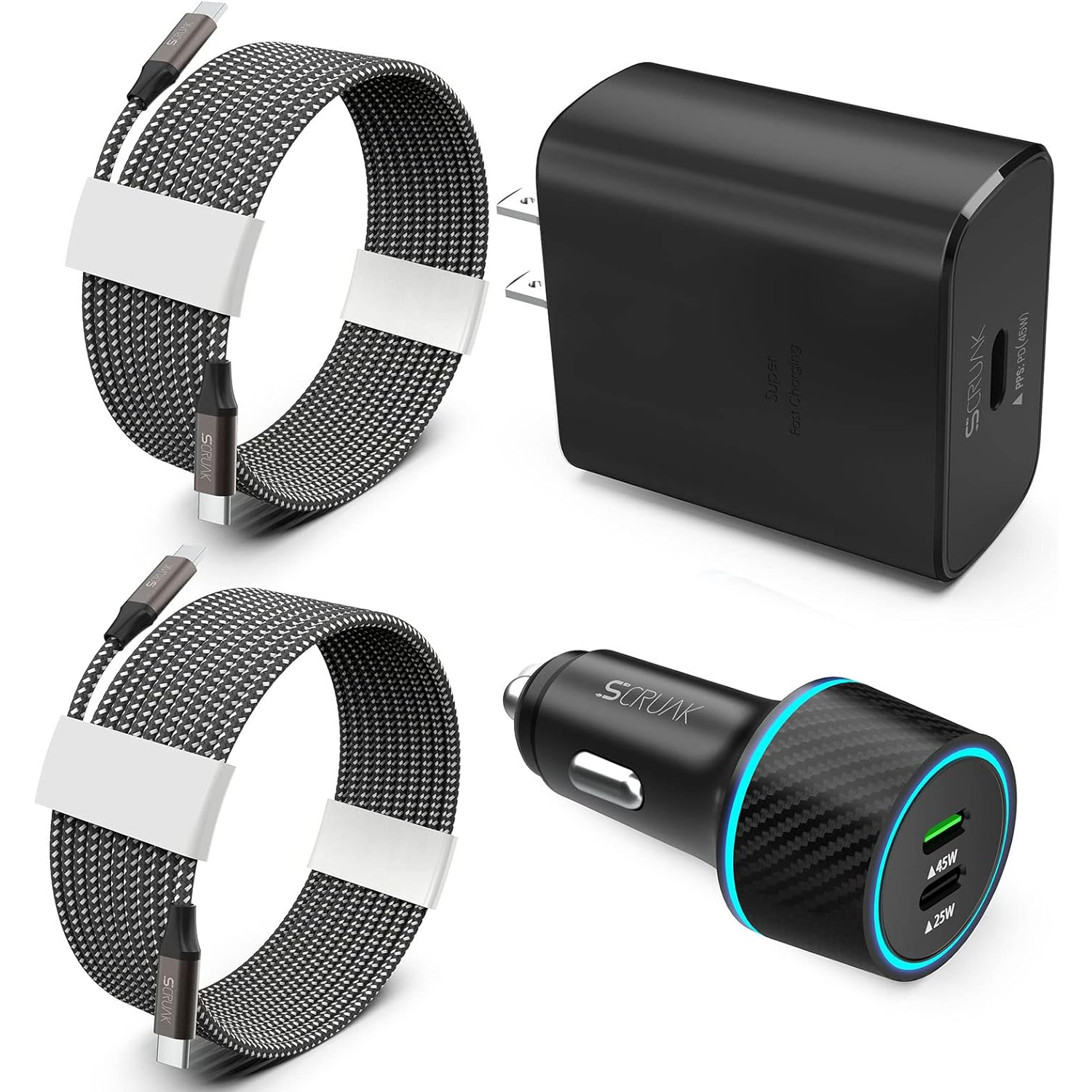 S23 S22 Ultra Charger Type C Kit, 45W PPS Super Fast USB-C Wall/Car Charger for Samsung Galaxy S23