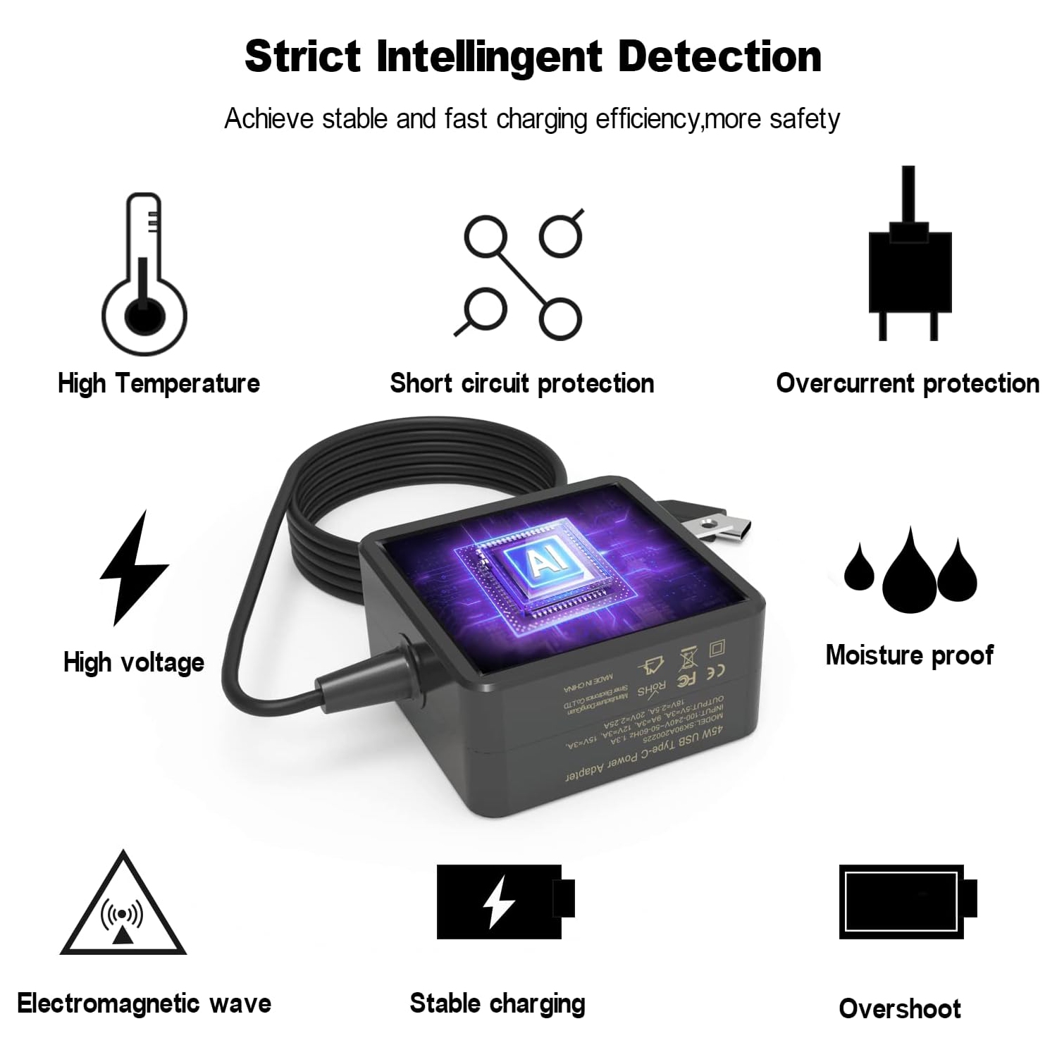 45W USB-C Charger for Chromebook Charger: Samsung Chromebook Charger, Asus/Lenovo/Acer/HP/Dell Chromebook USB C Laptop,