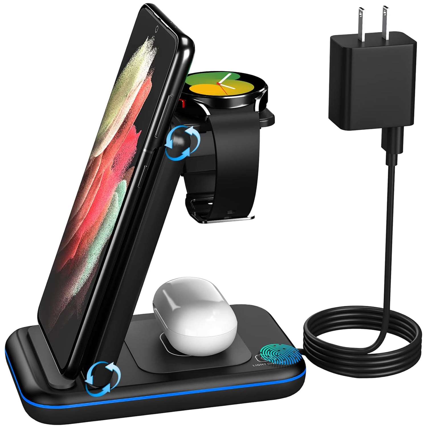 Wireless Charger for Samsung, 3 in 1 Fast Charging Station/Dock Compatible with Samsung Galaxy S23