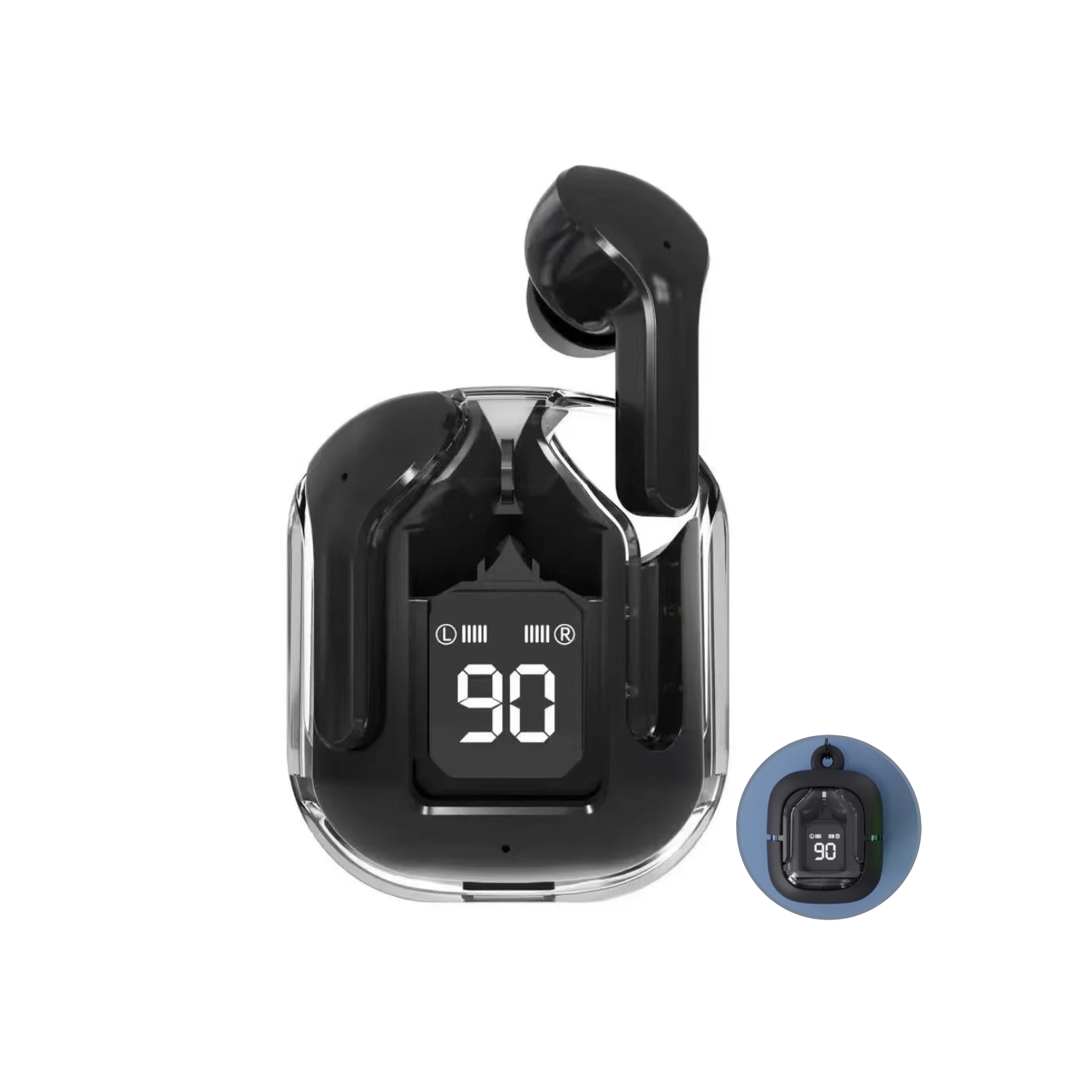 TUTT T6 BT 5.3 Earbuds True Wireless Headset Stereo Headphones In Ear Earphone With Digital Display and Transparent Case. Dual Microphone with Active