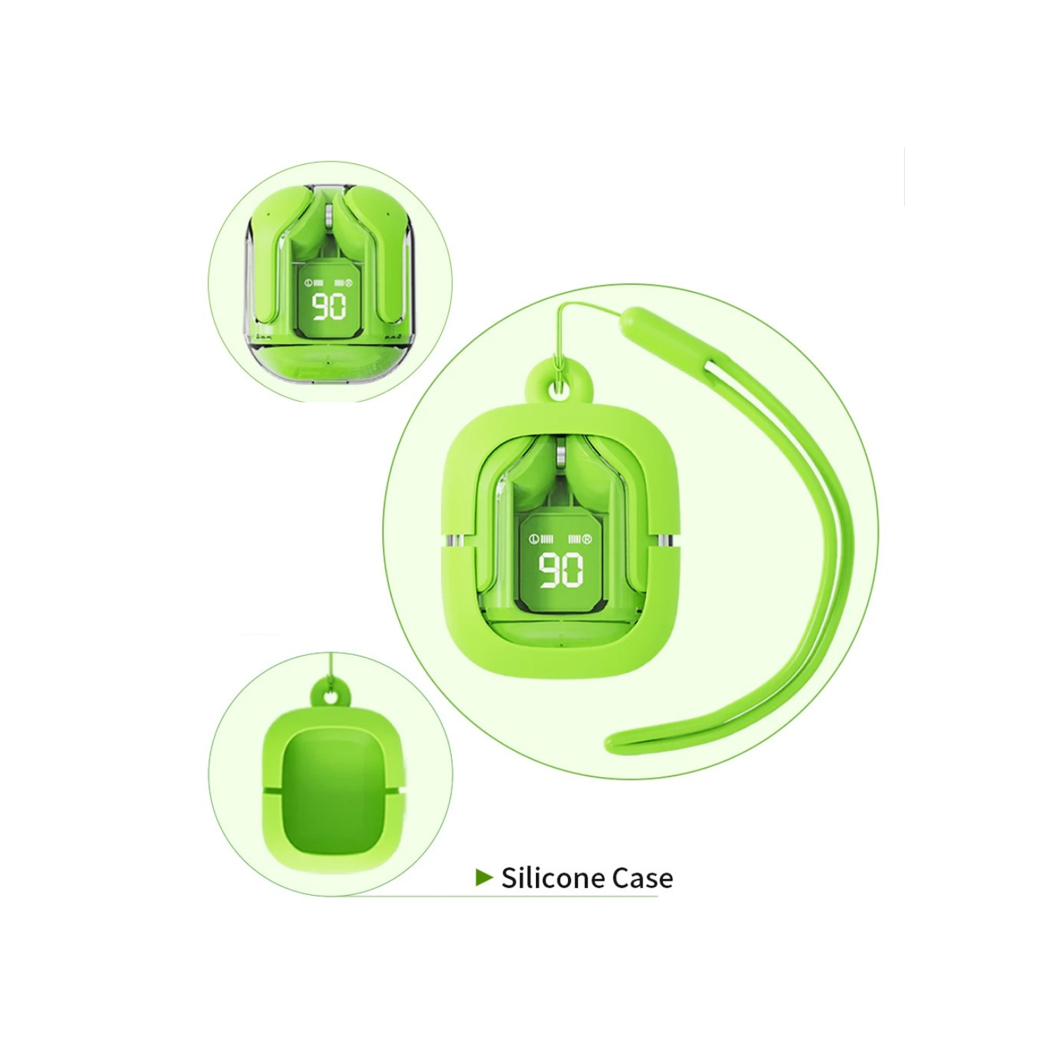 TUTT T6 BT 5.3 Earbuds True Wireless Headset Stereo Headphones In Ear Earphone With Digital Display and Transparent Case. Dual Microphone with Active