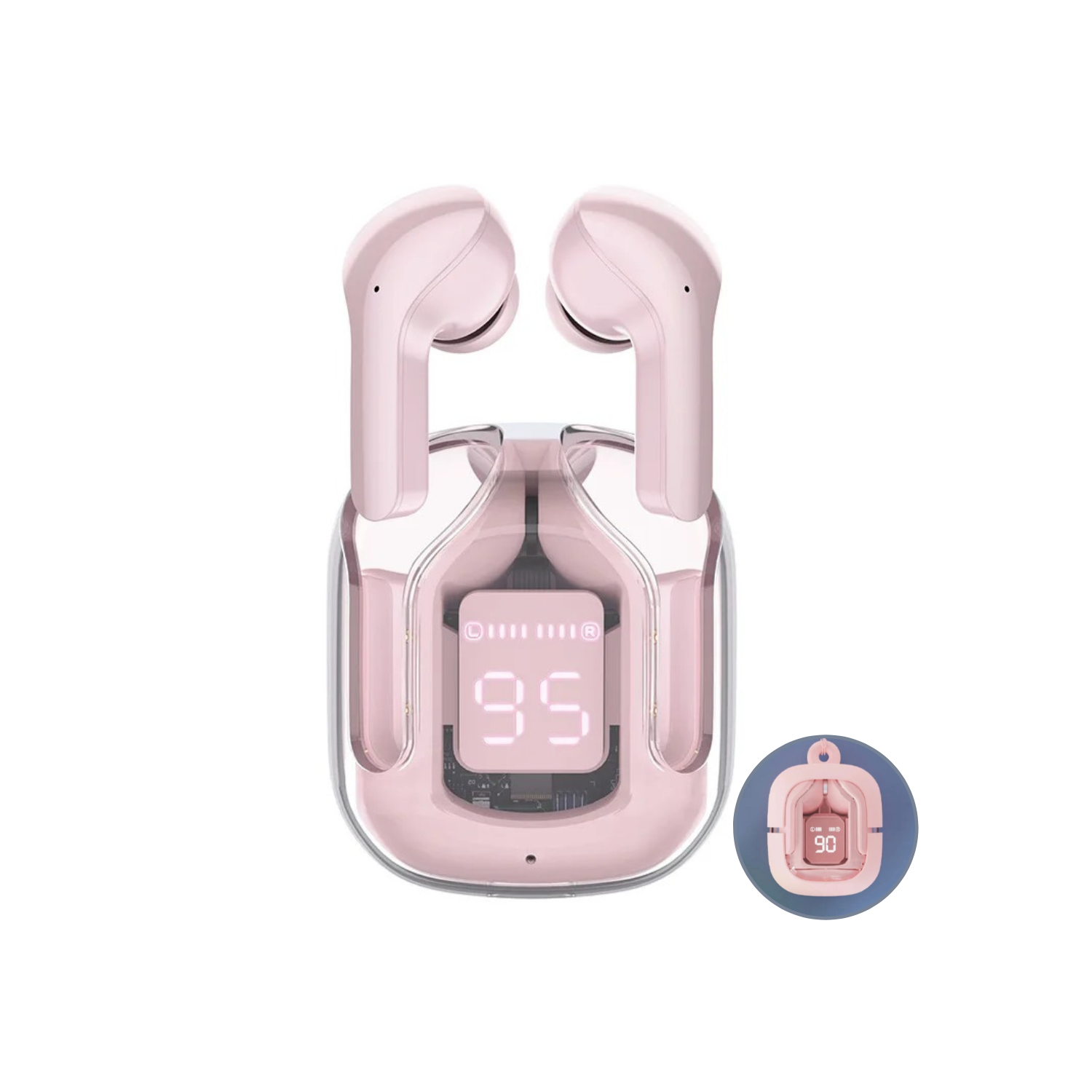 TUTT T6 BT 5.3 Earbuds True Wireless Headset Stereo Headphones In Ear Earphone With Digital Display and Transparent Case. Dual Microphone with Active