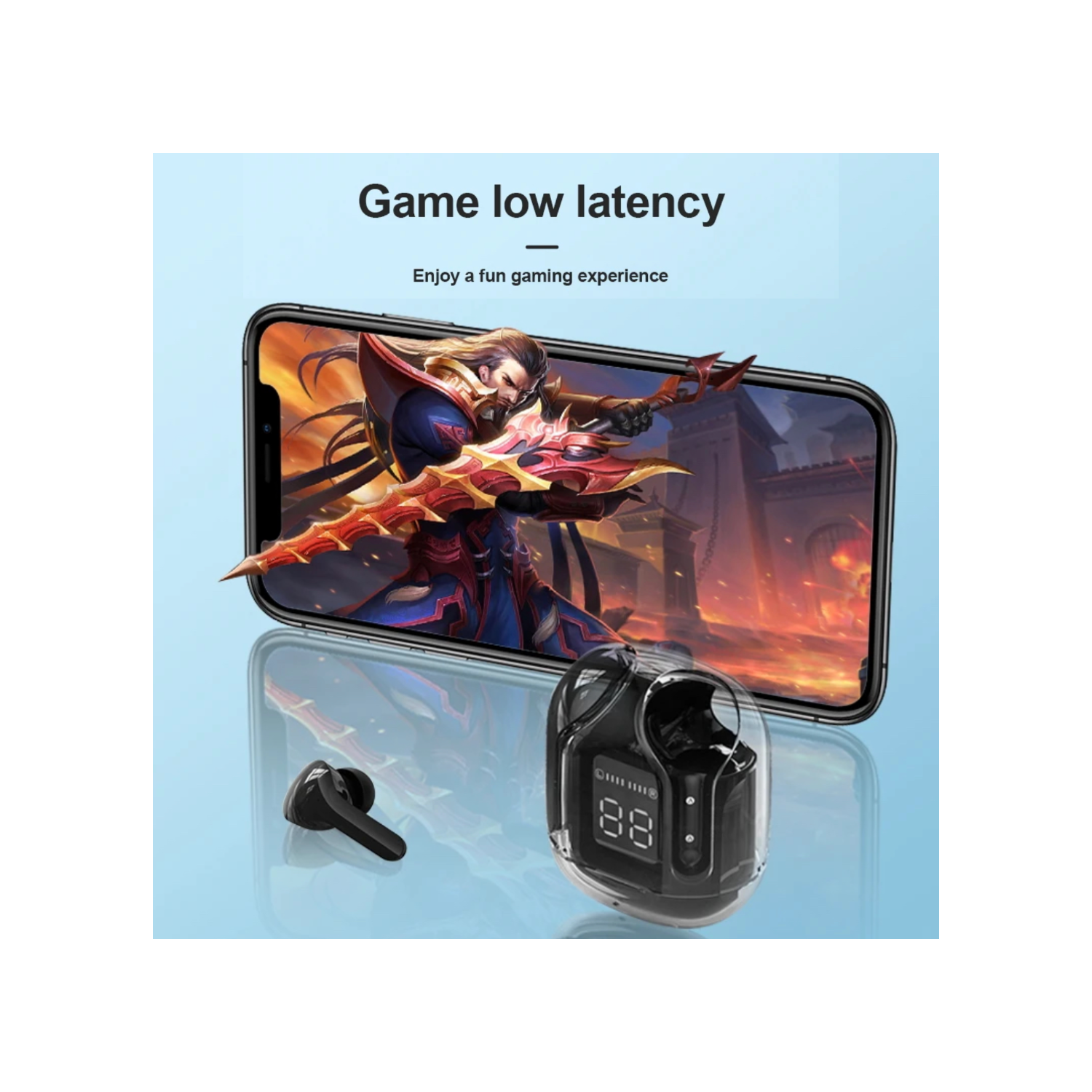 TUTT T6 BT 5.3 Earbuds True Wireless Headset Stereo Headphones In Ear Earphone With Digital Display and Transparent Case. Dual Microphone with Active