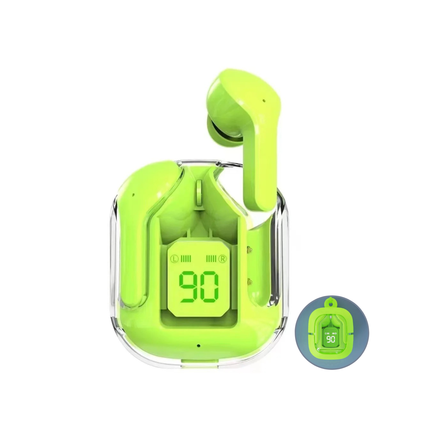 TUTT T6 BT 5,3 Écouteurs boutons 100 % sans fil écouteurs stéréo intra-auriculaires, affichage numérique et étui transparent. Deux microphones avec