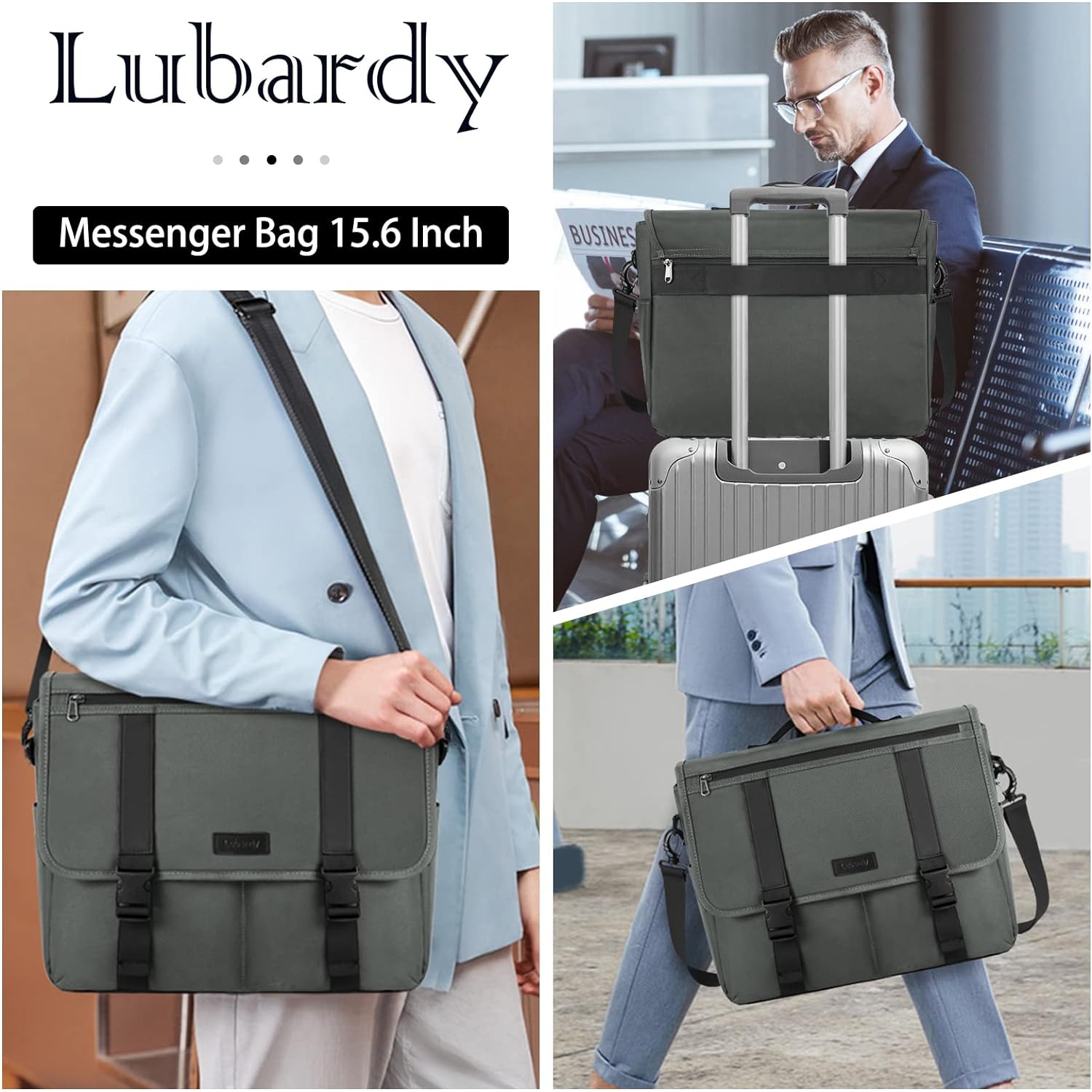 Lubardy pochette d'ordinateur 15.6 pouces mallette d'affaires