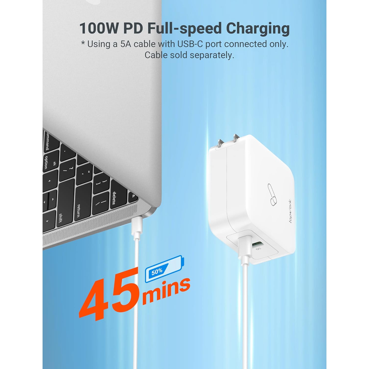 100W USB C Charger Block, Fast Charger USB C Wall Charger with GaN, Type C Charger USB C Laptop Charger
