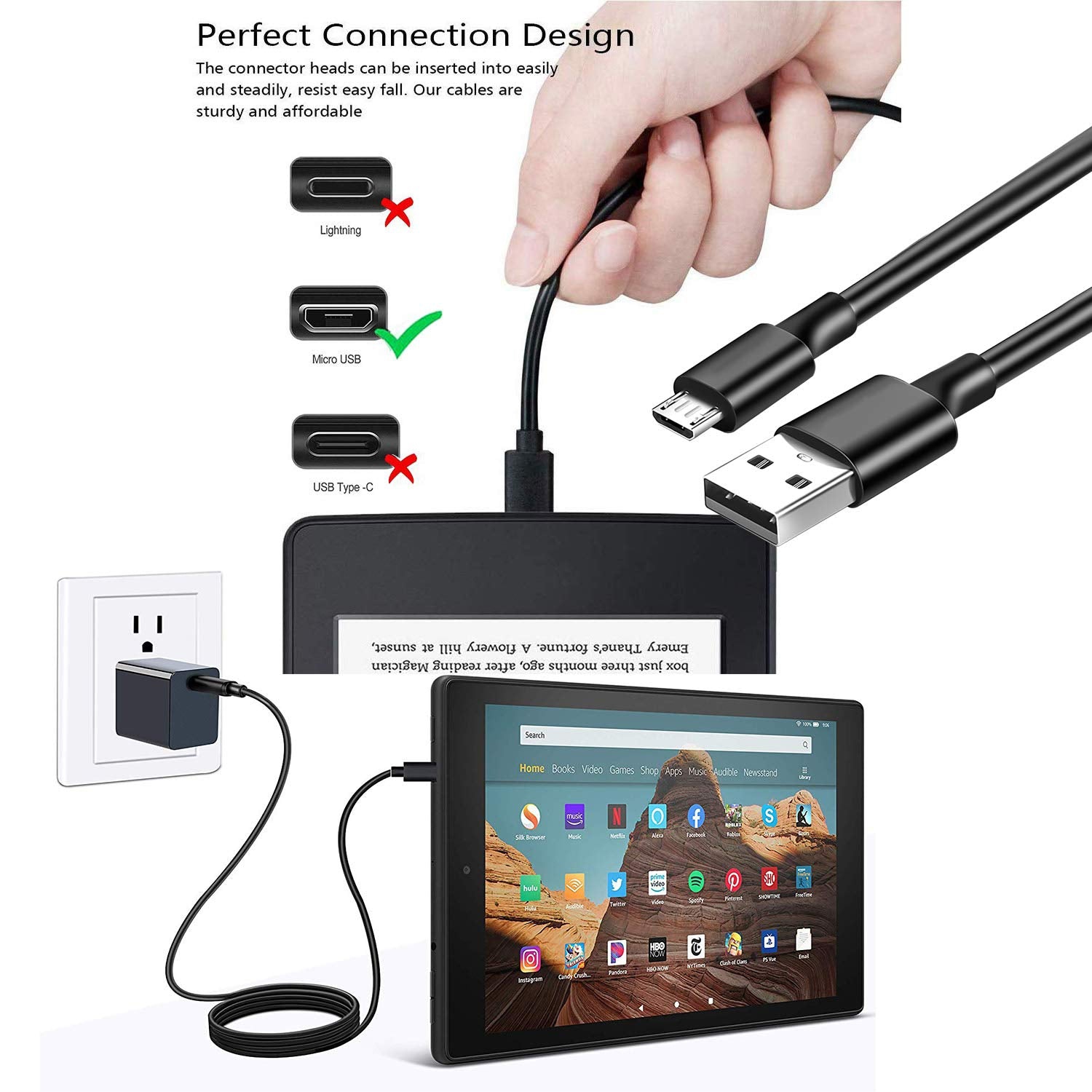 2 Pack Charger Charging Cable Cord for Samsung Galaxy Note, Tab A,E 8.0,S2,Tab 3 4 10.1 9.7 8.0 7.0 10.1, SM-T280 350