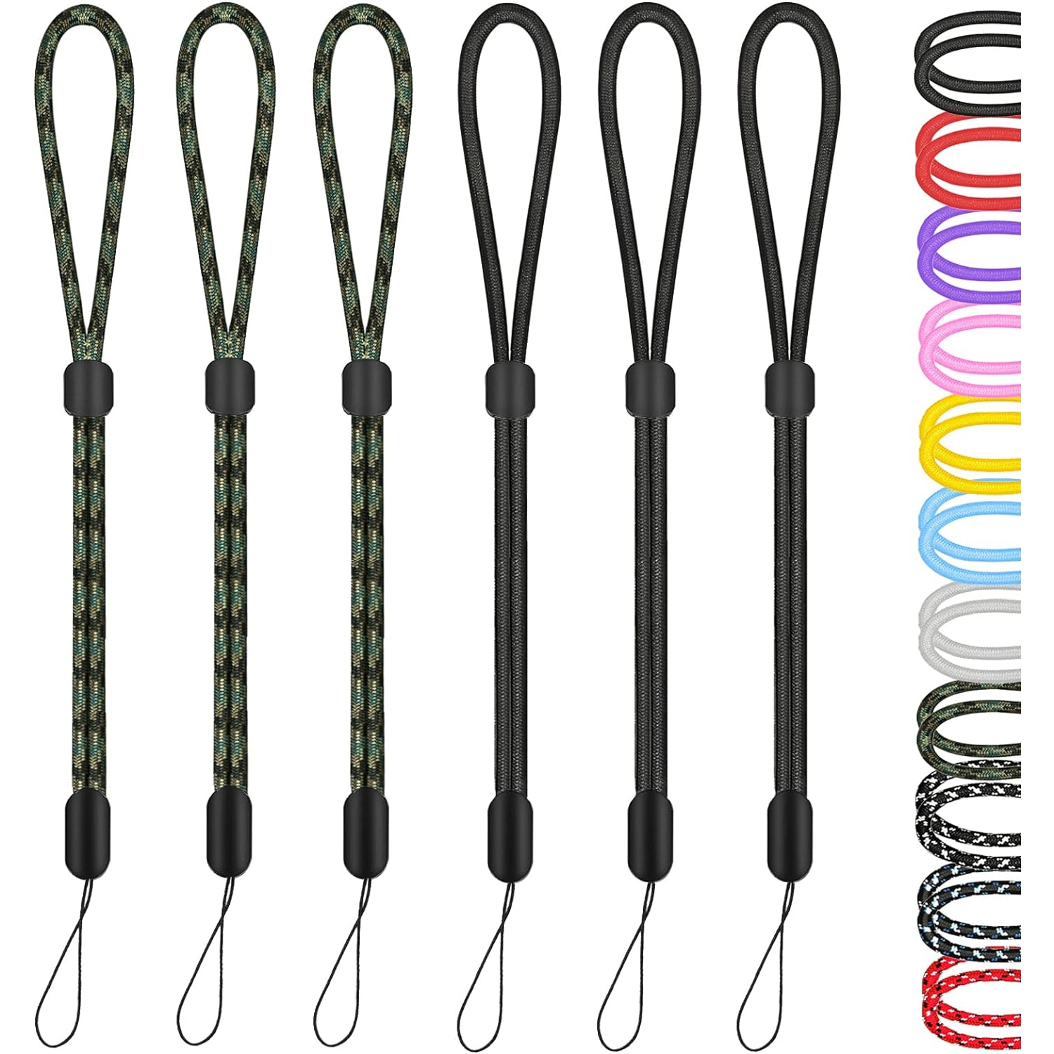 Hand Wrist Strap Lanyard, 6 Pack 9.5 inch Adjustable Nylon Wristlet Straps  Keychain String for Cell Phone Case