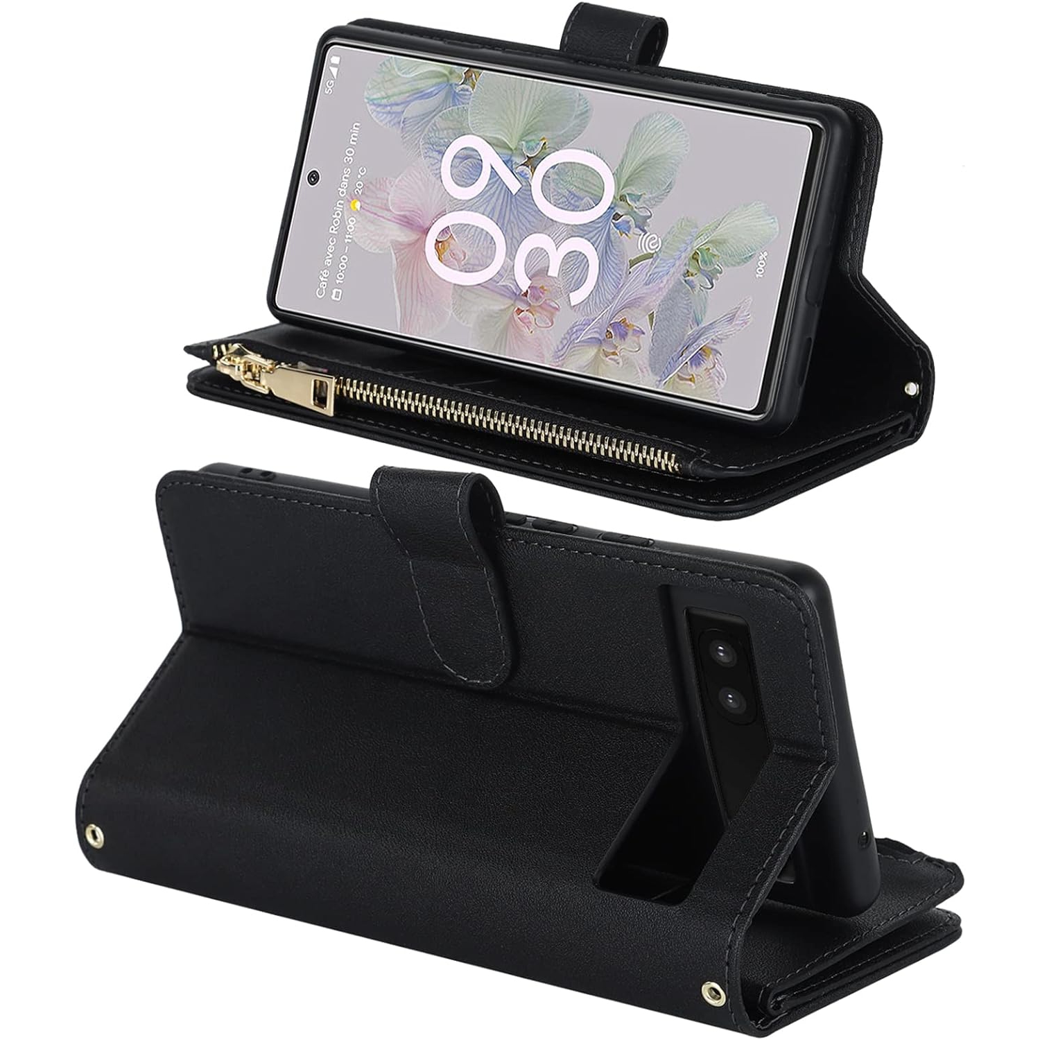 Étui pour femmes avec dragonne pour Pixel 6a de Google, étui portefeuille Pixel 6a de Google avec porte-carte