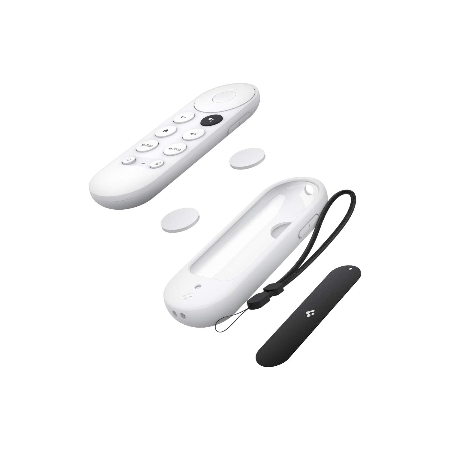 Silicone Fit Designed for Chromecast with Google TV Voice Remote Case Cover (Metal Plate and Magnetic Included)