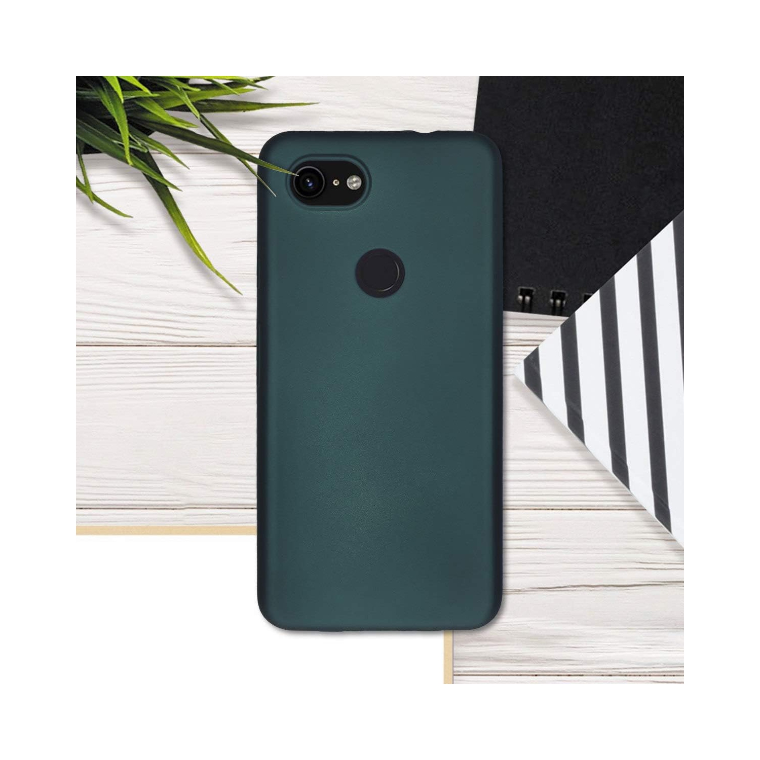 Étui compatible avec l'étui pour Pixel 3a de Google - Étui mince souple en silicone TPUR métallique - Sarcelle métallique