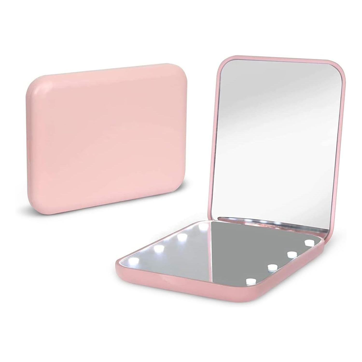 Miroir compact de voyage illuminé à DEL pour maquillage, grossissement 1X/3X, miroir de poche pliable, miroir de poche portatif avec lumière, idéal