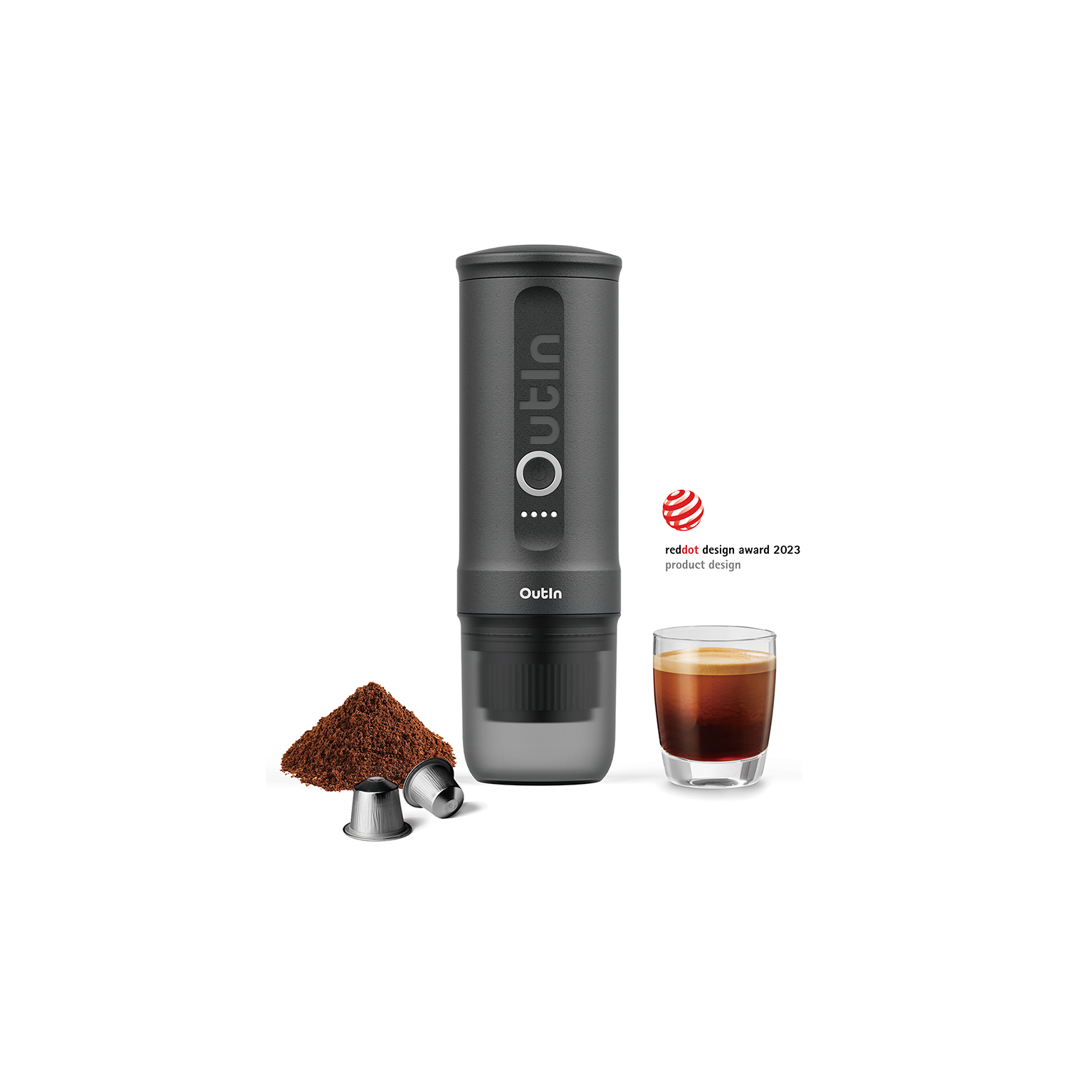 Outin Nano Portable Electric Espresso Machine, 3 Mins Fast Self-Heating, Mini Small, Christmas Gift, Coffee Maker, NS Capsule & Ground Coffee for Camping & Travel - Space Grace