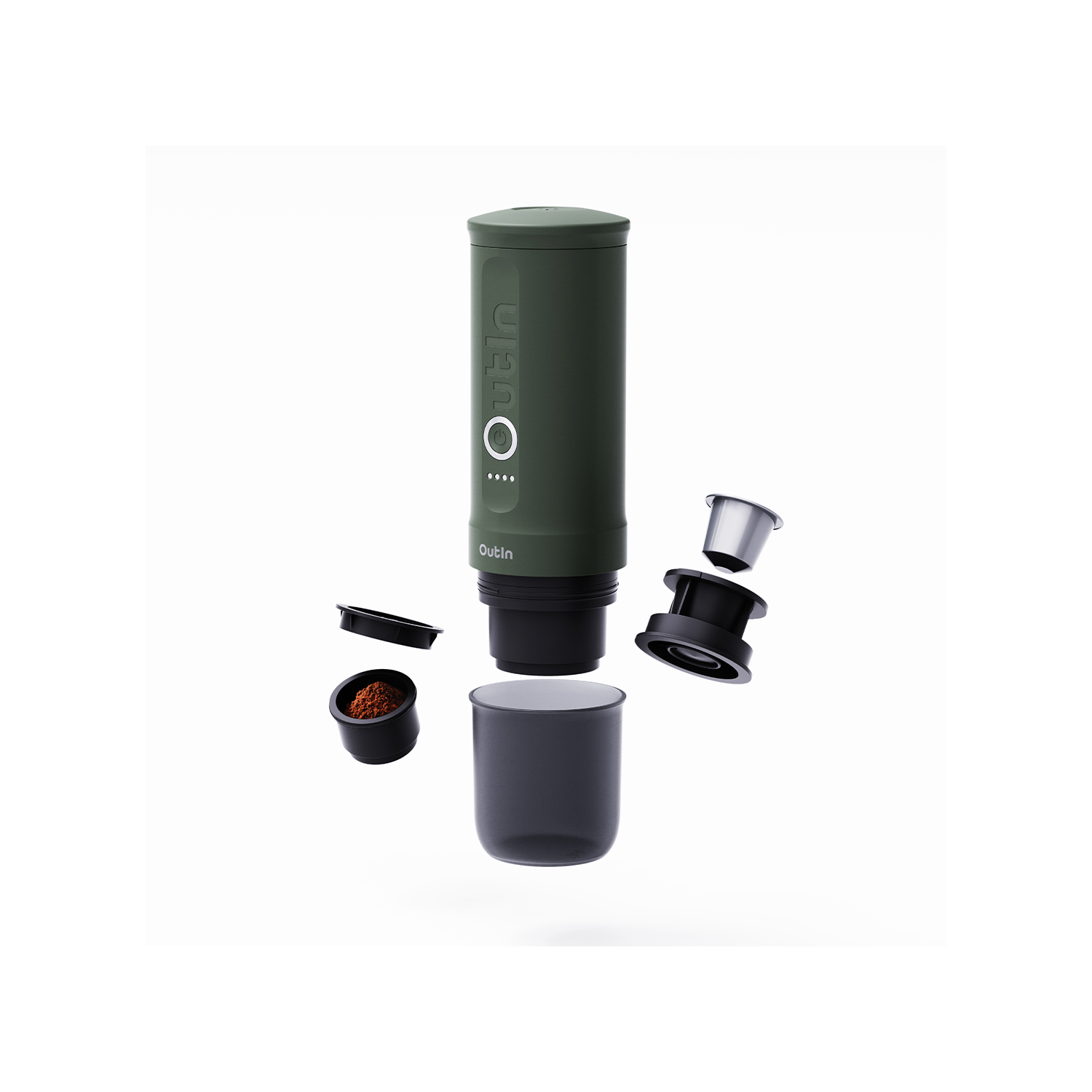 Machine à espresso électrique portative Nano d'Outin, 3 min chauffage rapide, mini petit format, cadeau de Noël, cafetière, capsule NS et café moulu