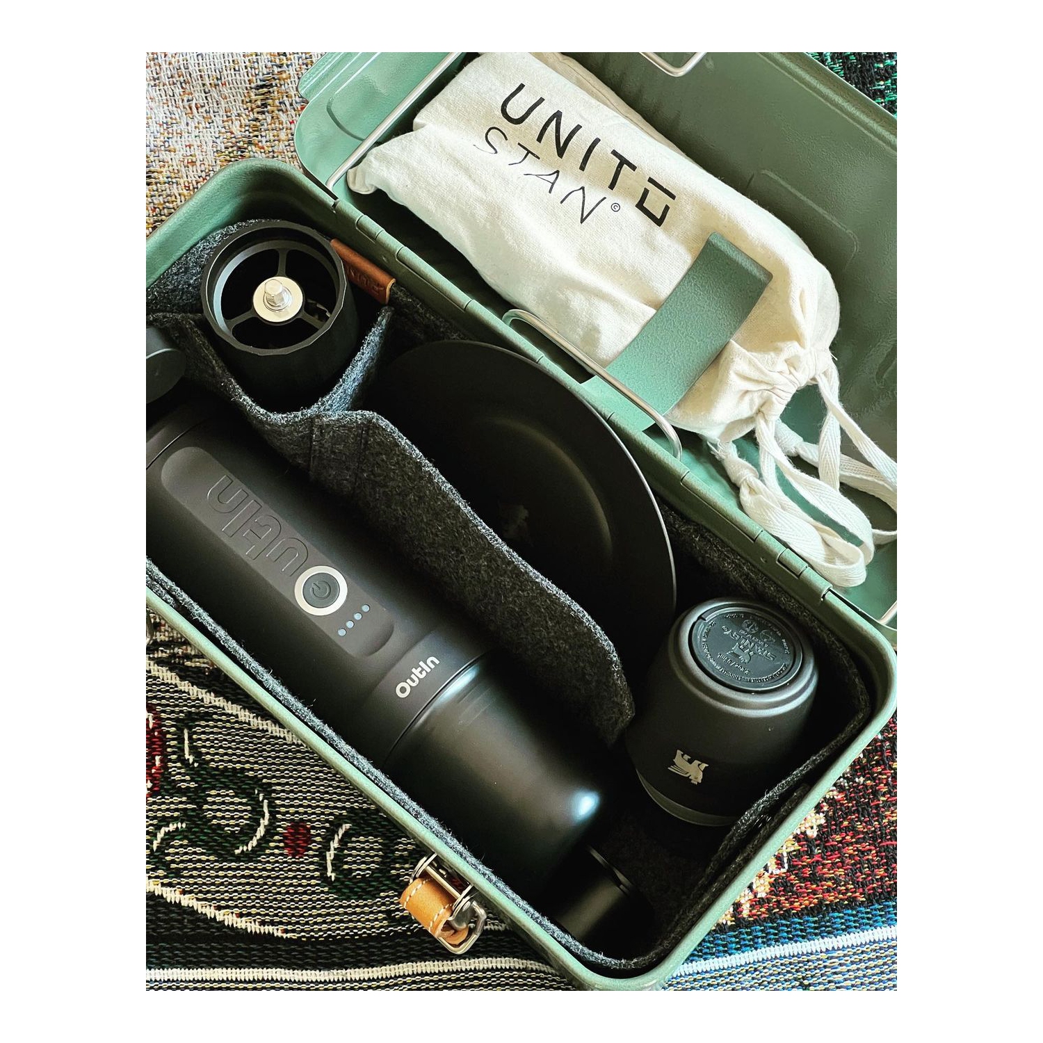 Machine à espresso électrique portative Nano d'Outin, 3 min chauffage rapide, mini petit format, cadeau de Noël, cafetière, capsule NS et café moulu